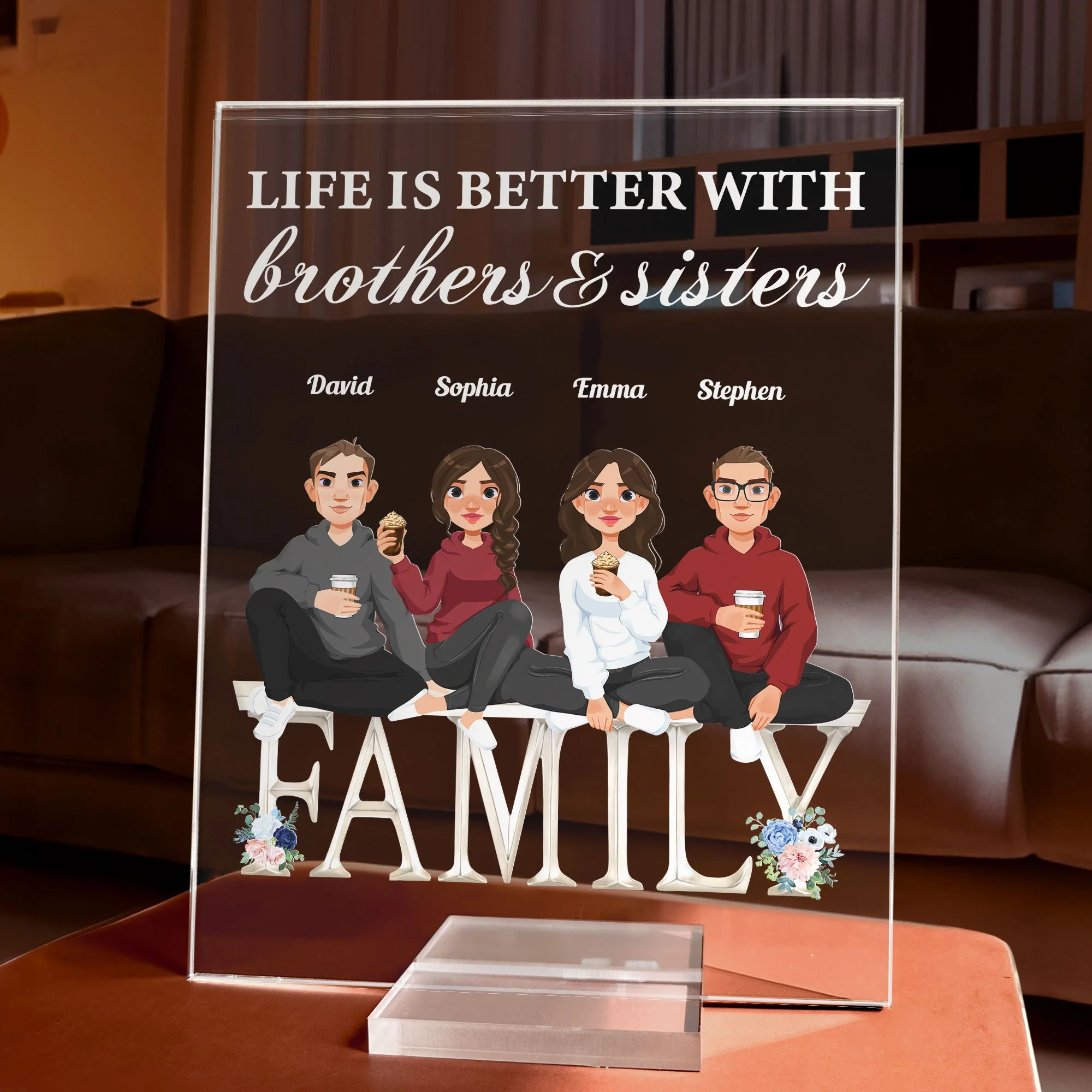 Life Is Better With Brothers & Sisters - Personalized Acrylic Plaque - Image 3