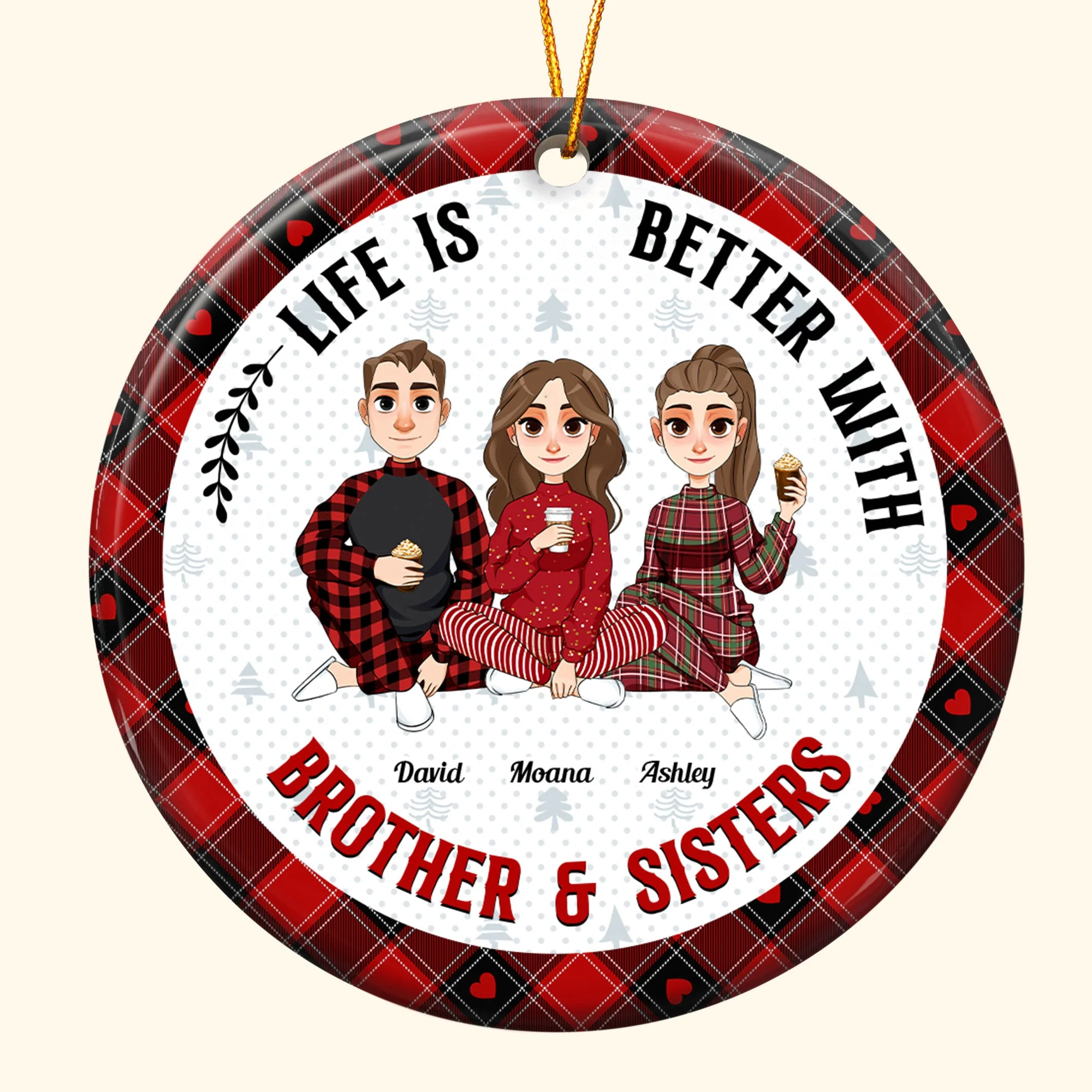 Life Is Better With Brothers & Sisters - Personalized Ceramic Ornament - Image 4