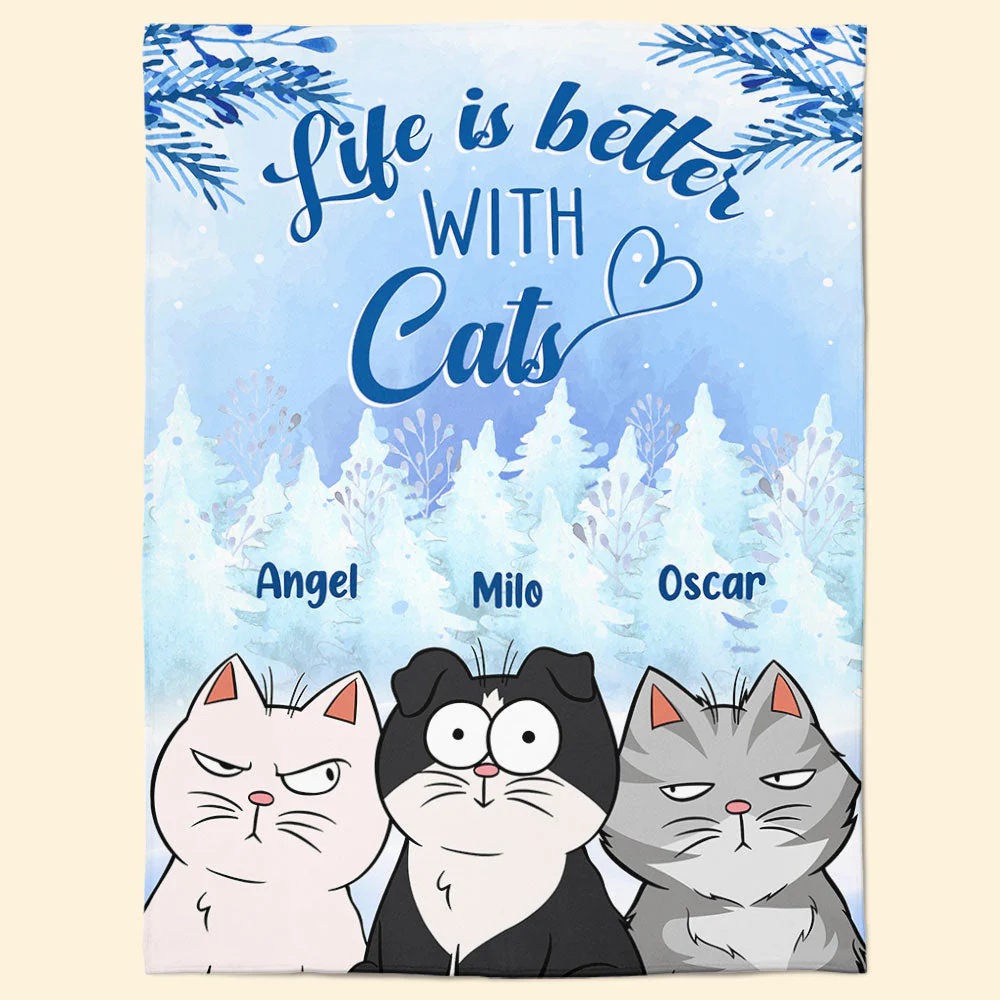 Life Is Better With Cats - Personalized Blanket - Image 7