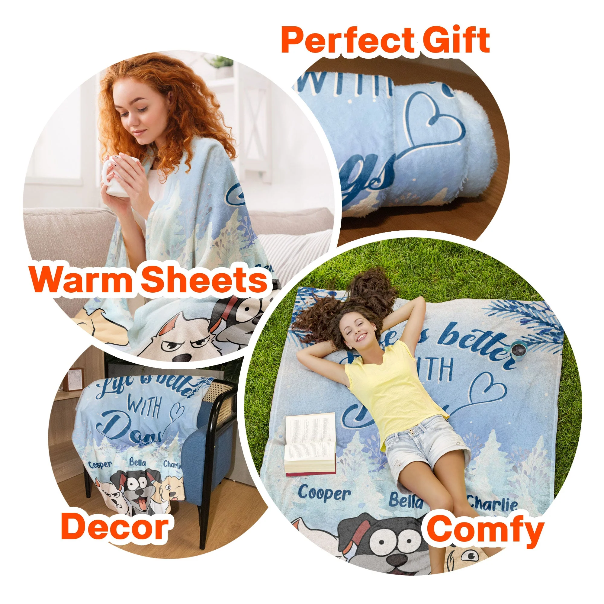 Life Is Better With Dogs - Personalized Blanket - Image 6