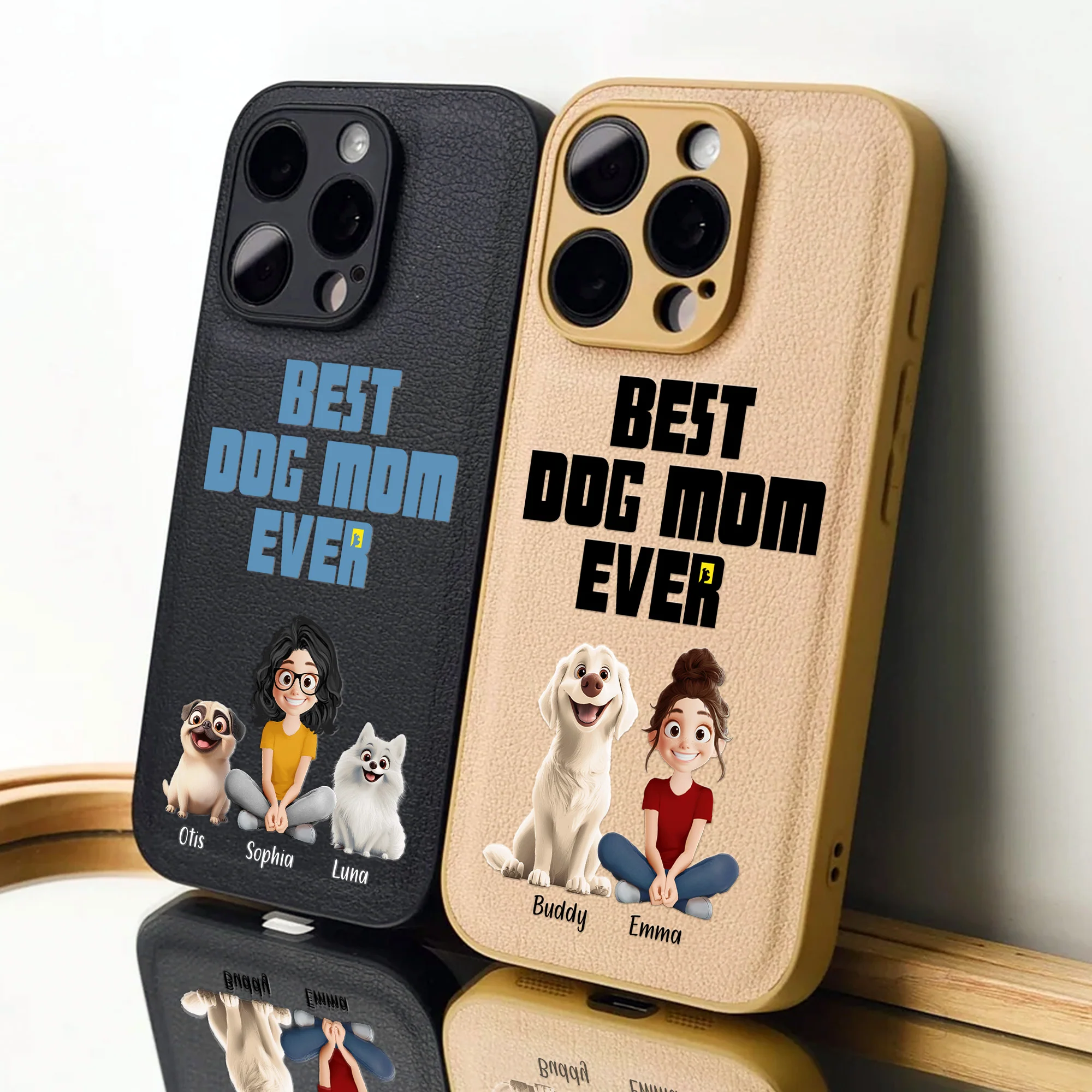 Life Is Better With Dogs - Personalized Leather Phone Case - Image 5