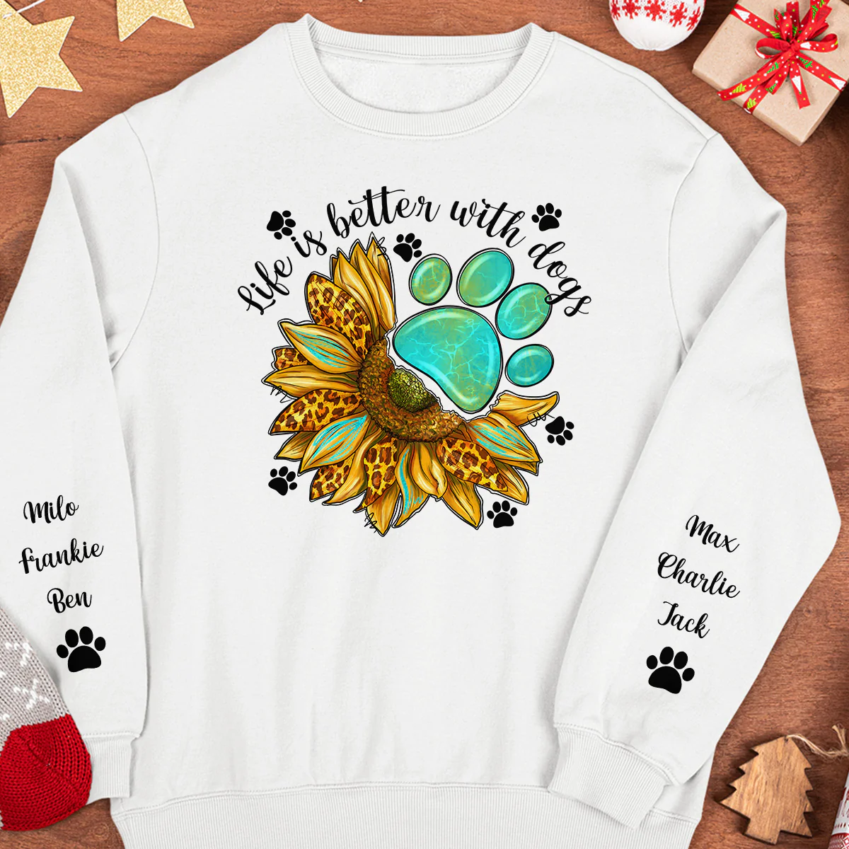 Life Is Better With Dogs - Up To 10 Names - Personalized Sweatshirt - Image 4