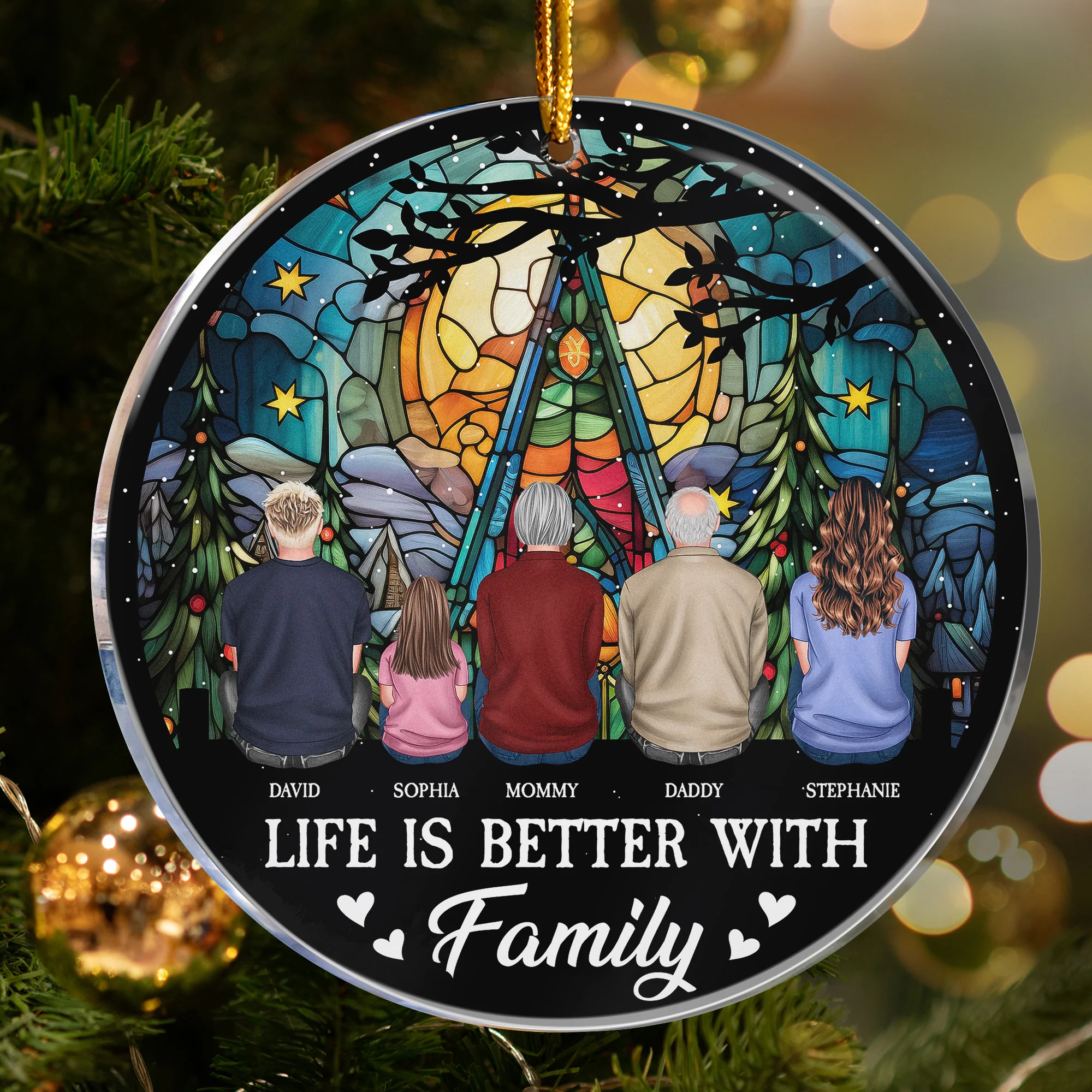 Life Is Better With Family - Christmas Time - Personalized Acrylic Ornament - Image 4