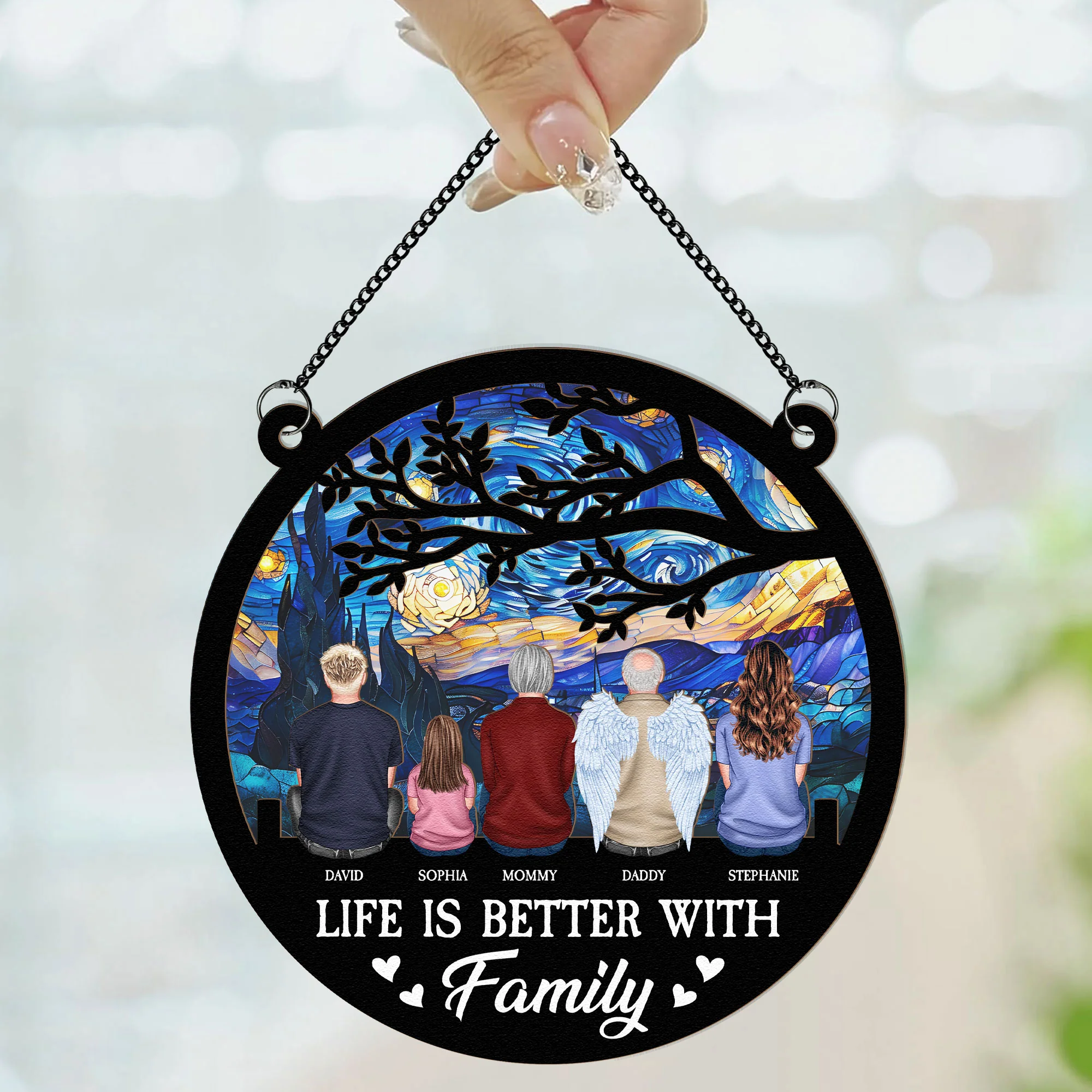 Life Is Better With Family - Personalized Window Hanging Suncatcher Ornament - Image 2