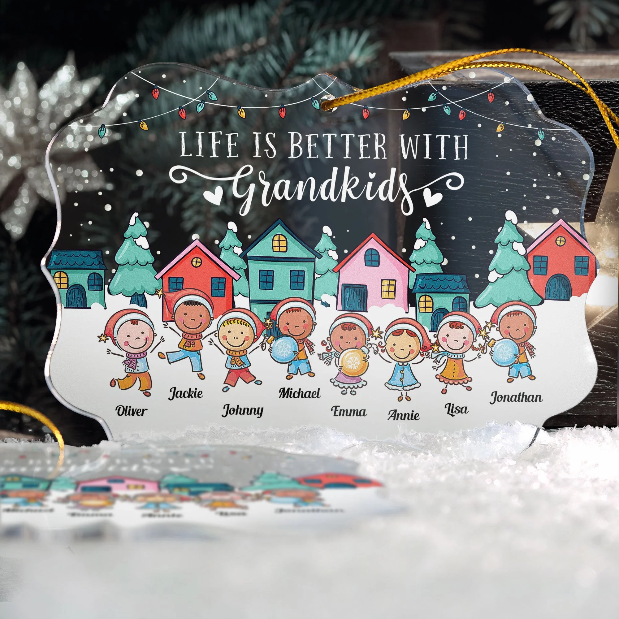 Life Is Better With Grandkids - Personalized Acrylic Ornament - Christmas, New Year Gift For Grandkids, Grandparents - Image 2