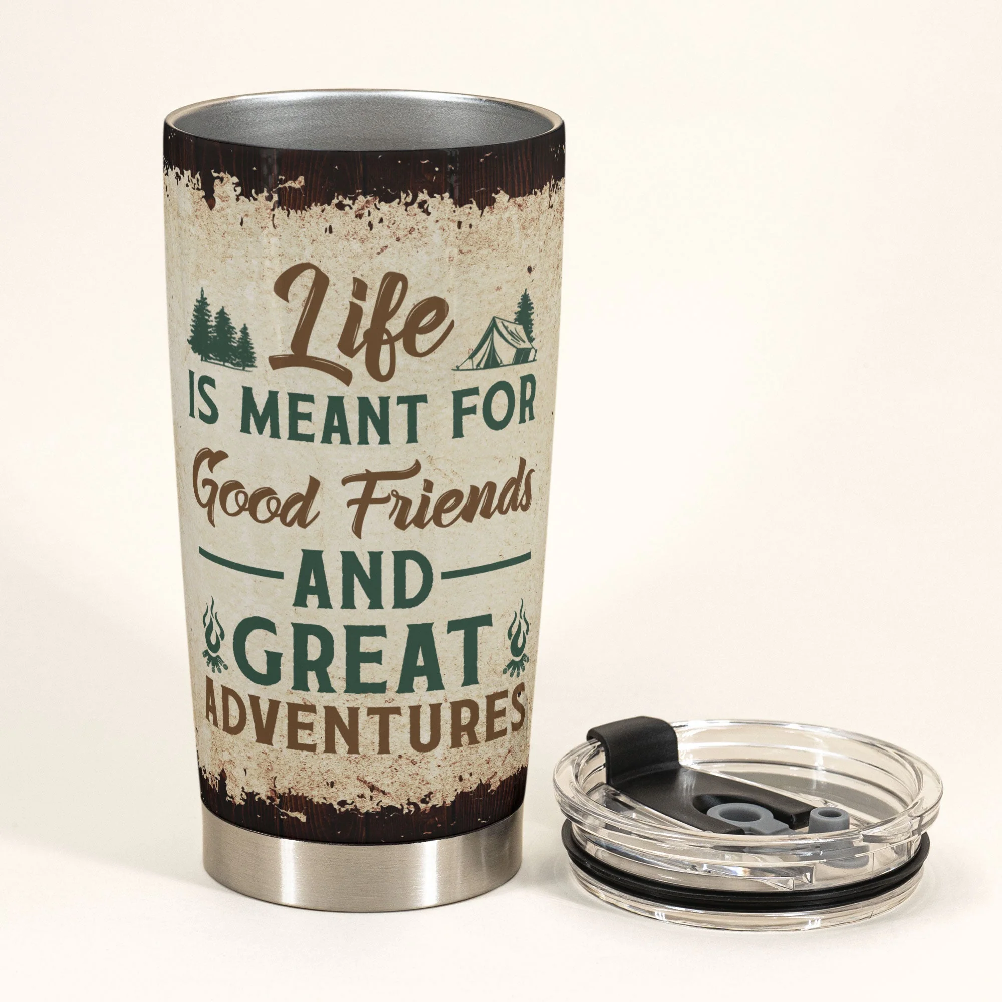 Life Is Meant For Good Friends And Great Adventures - Personalized Tumbler Cup - Birthday, Christmas Gift For Camping Friends - Image 3