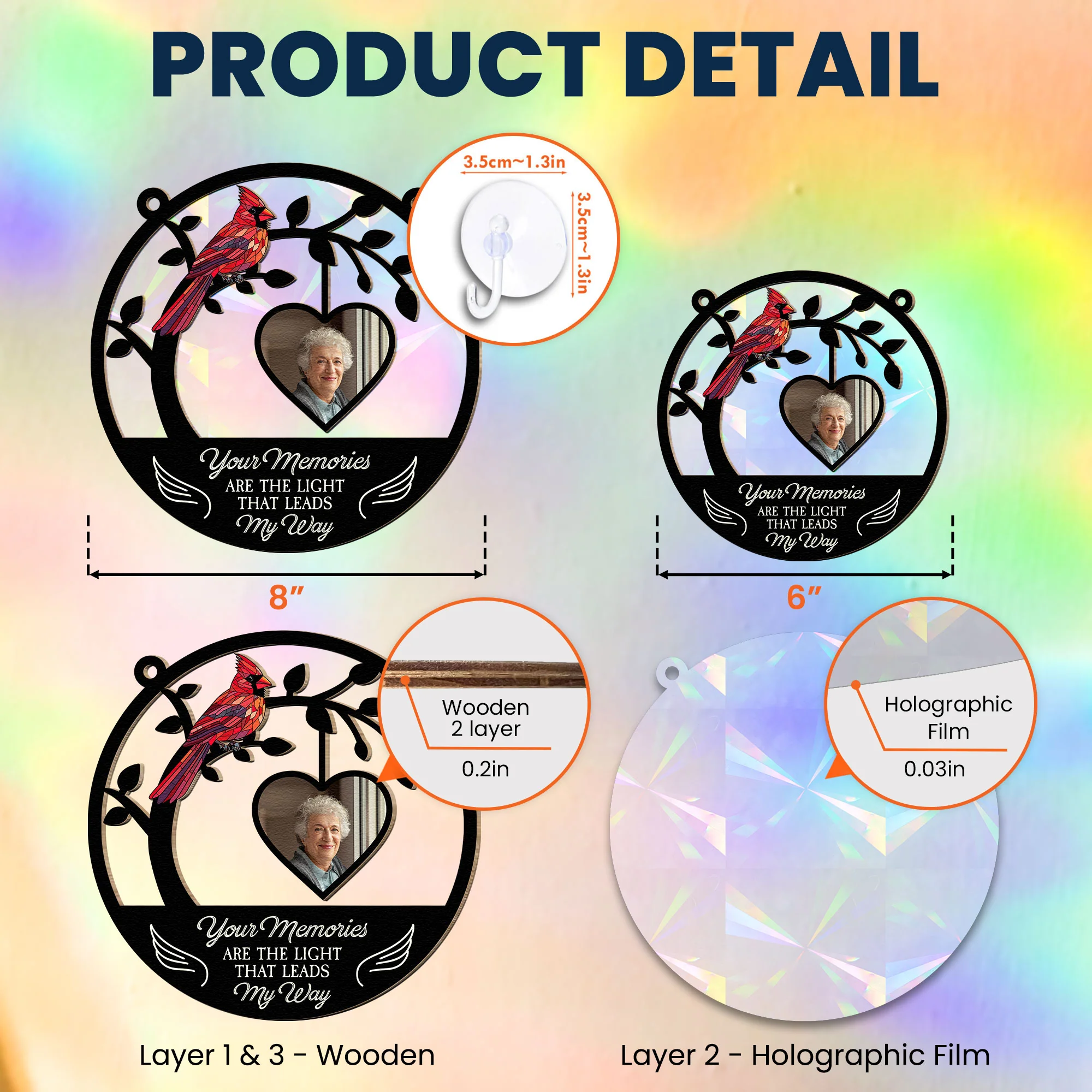Light That Leads My Way - Personalized Photo Rainbow Suncatcher - Image 6