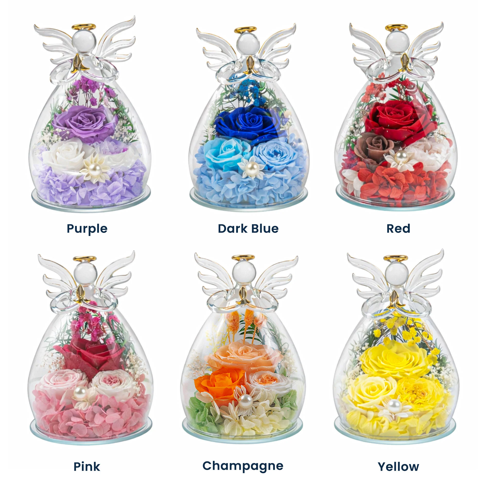 Light This Up And Know I'm Here Memorial Gift - Personalized Flower In Glass Angel Figurines - Image 5