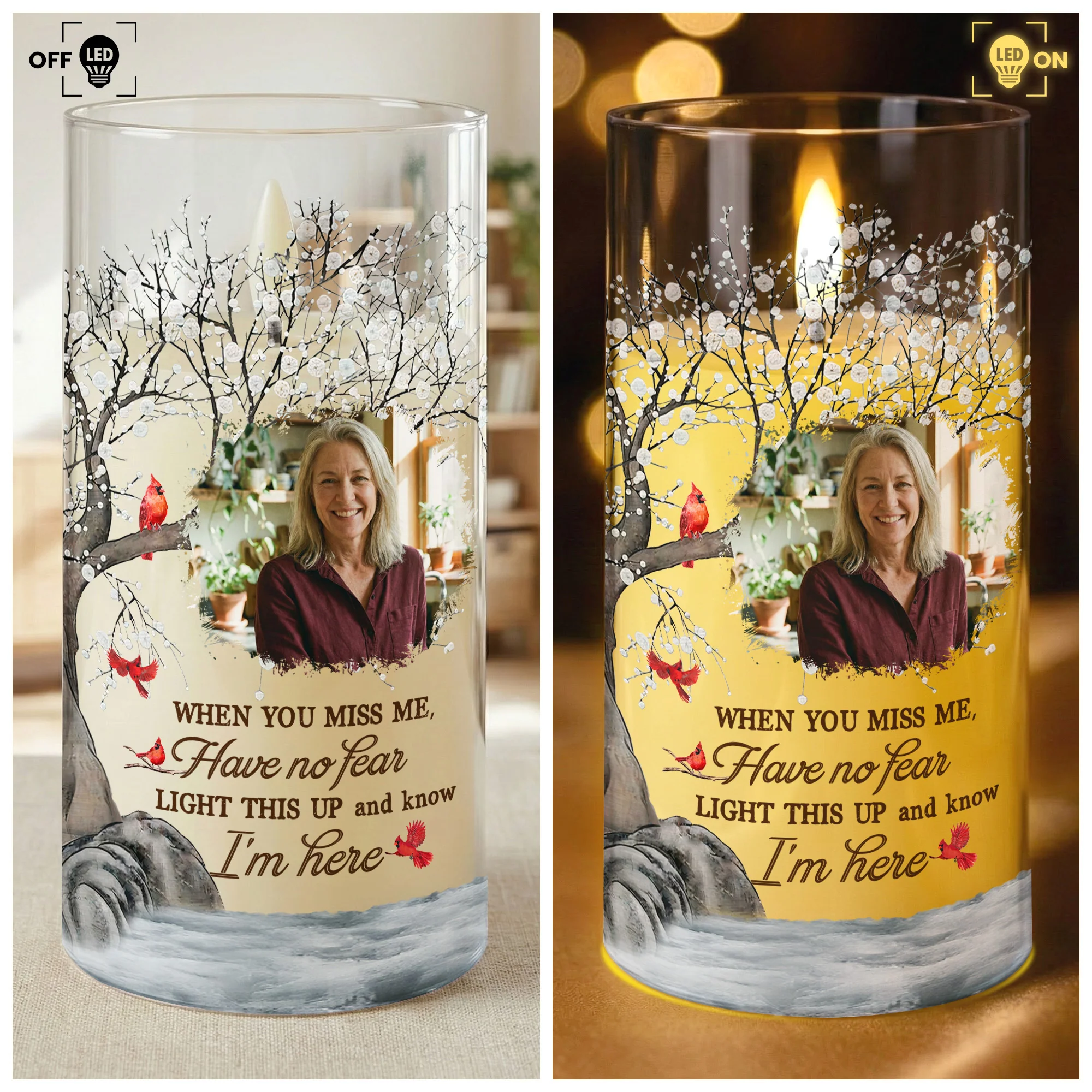 Light This Up & Know I'm Here Memorial Gift - Personalized Photo LED Candle Light - Image 5