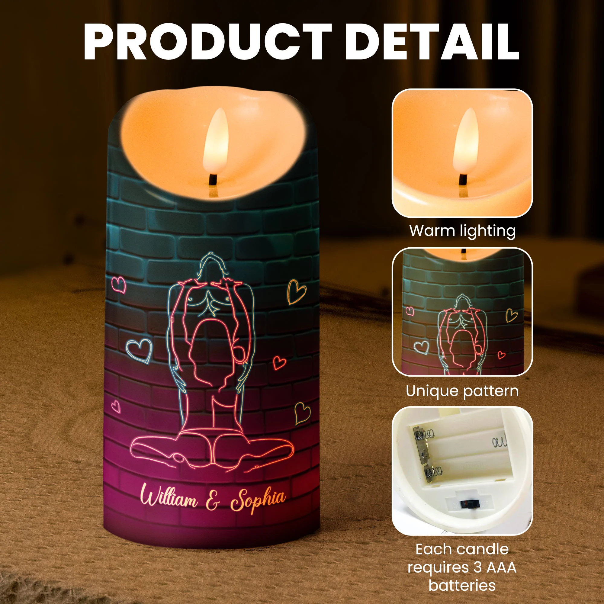 Light When You Want Me BJ - Naughty Gifts For Couples - Personalized LED Candle - Image 4