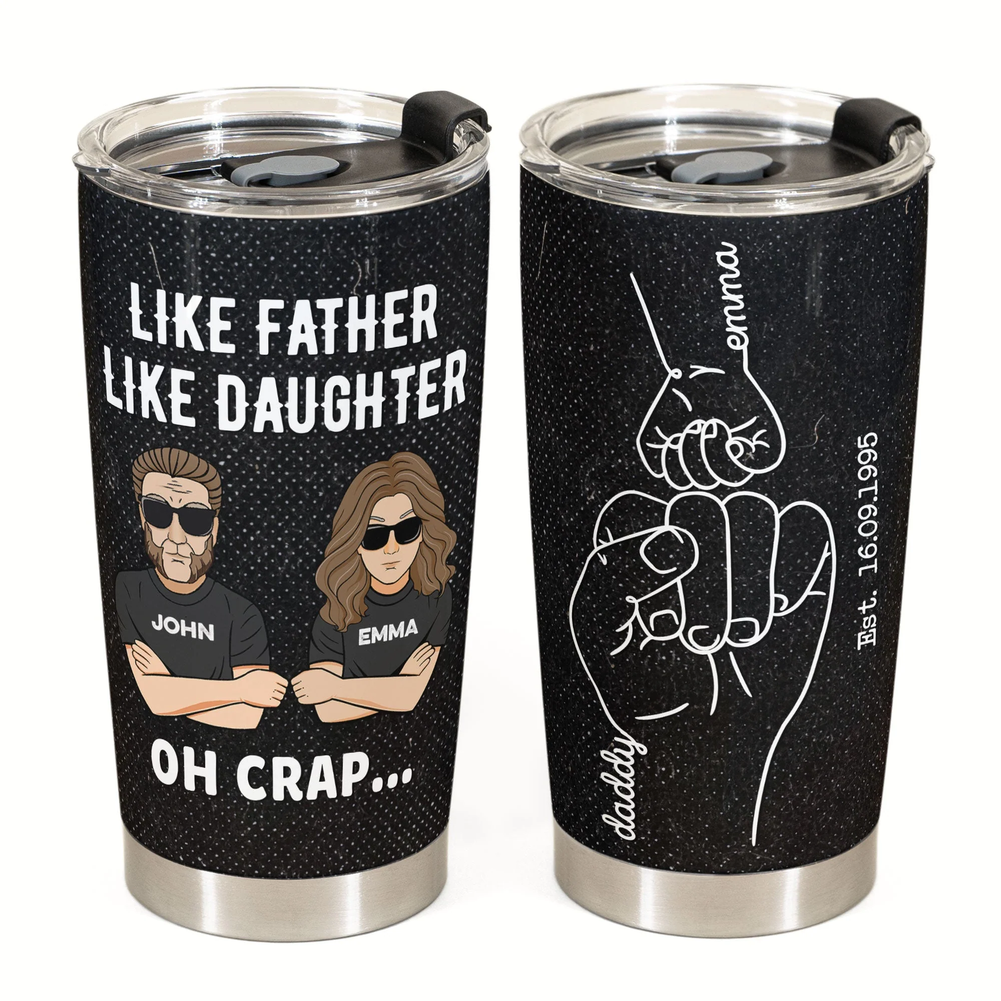 Like Father Like Daughter Oh Crap - Personalized Tumbler Cup - Image 2