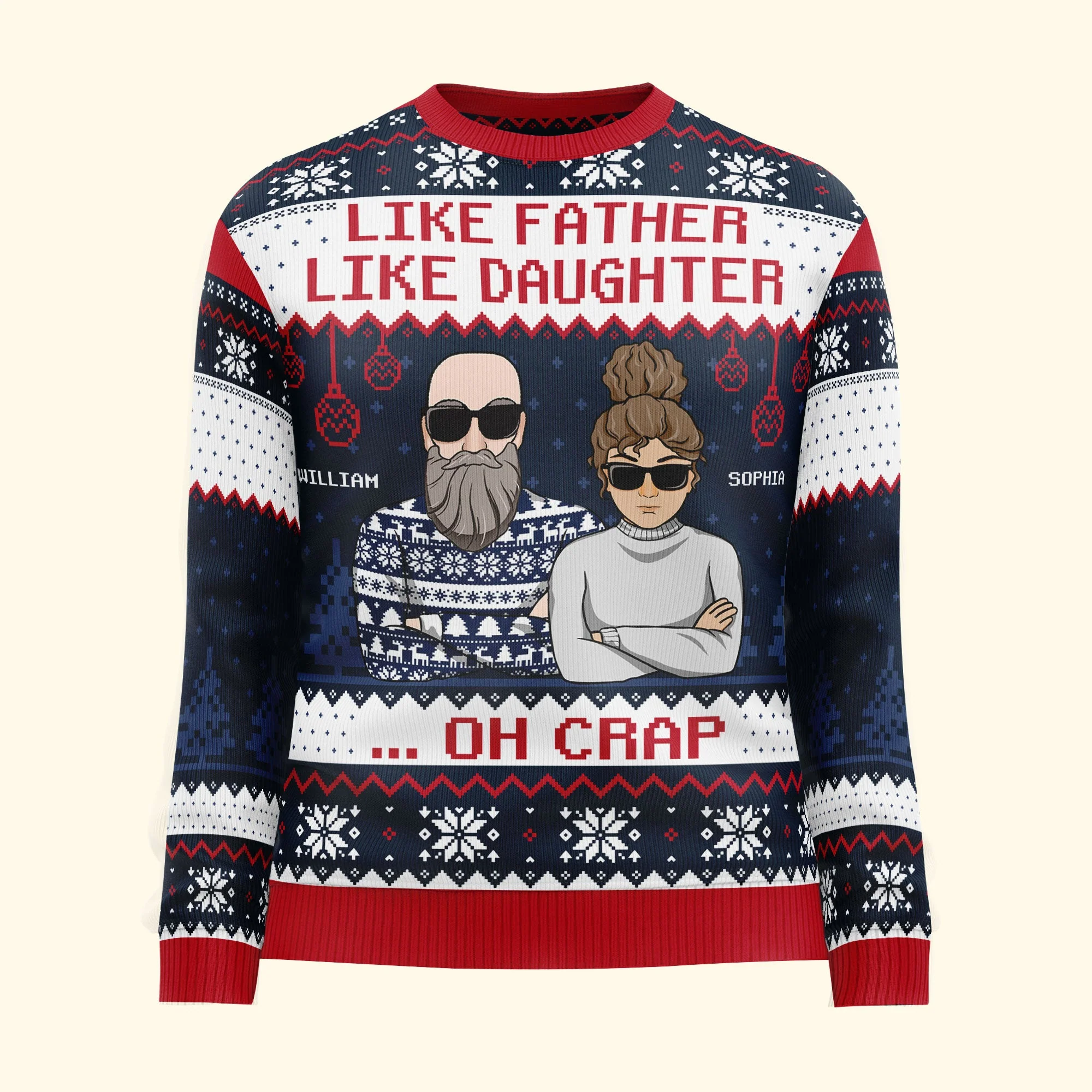 Like Father Like Daughter - Personalized Ugly Sweater - Image 3