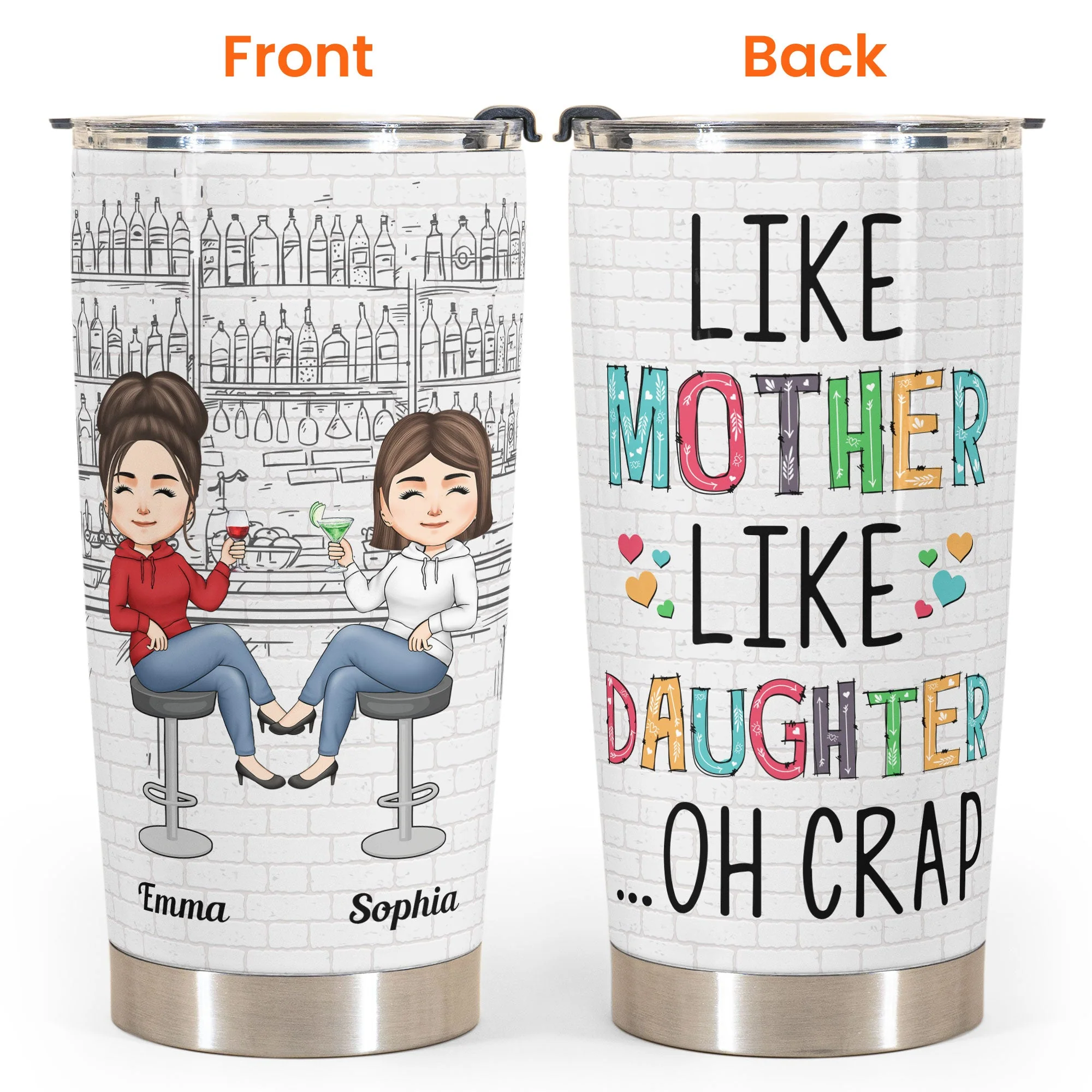 Like Mother Like Daughter Chibi - Personalized Tumbler Cup - Birthday Mother's Day For Mom Funny Gift For Daughter - Gift From Daughter, Husband, Mom - Image 4