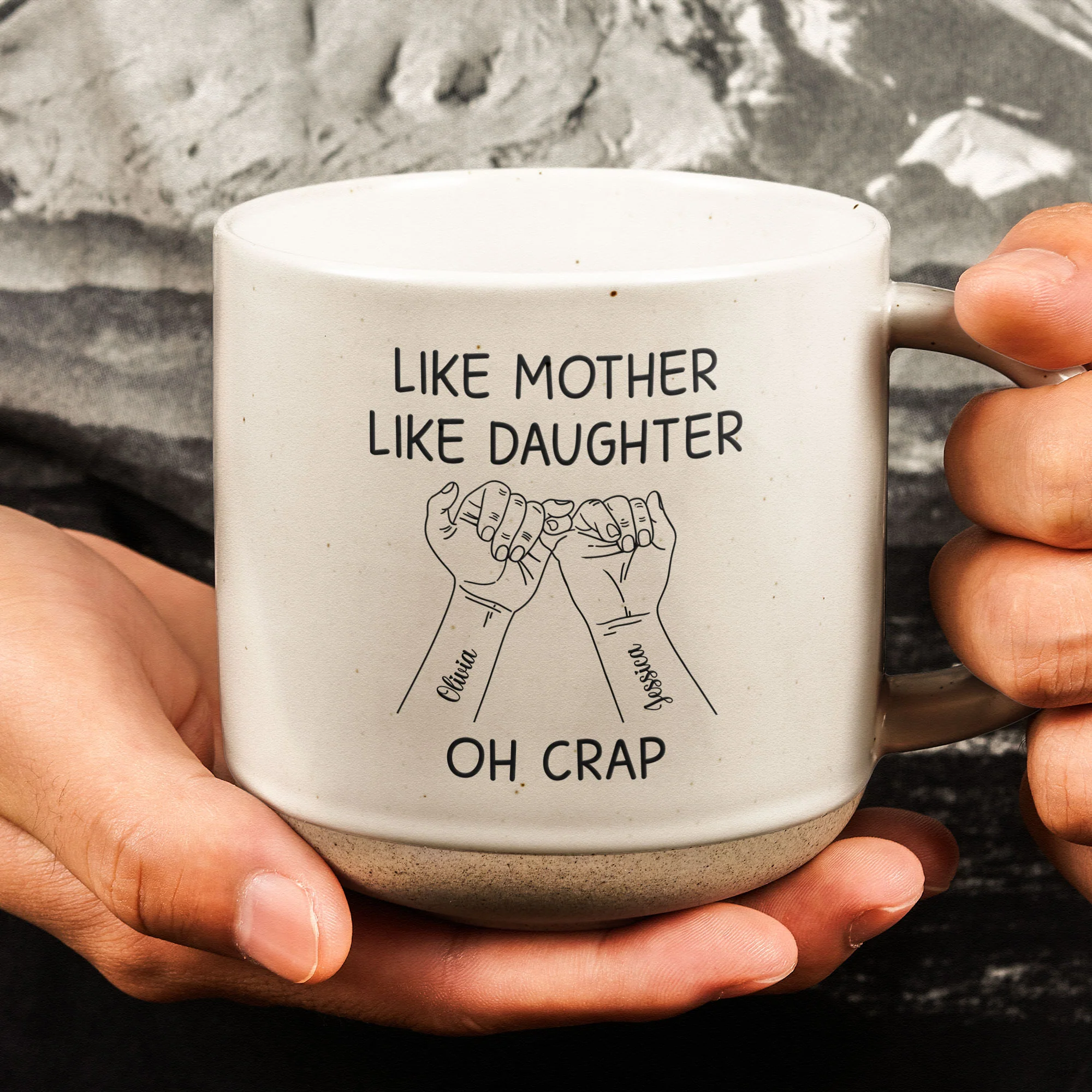 Like Mother Like Daughter - Hands Version - Personalized Pottery Mug - Image 2