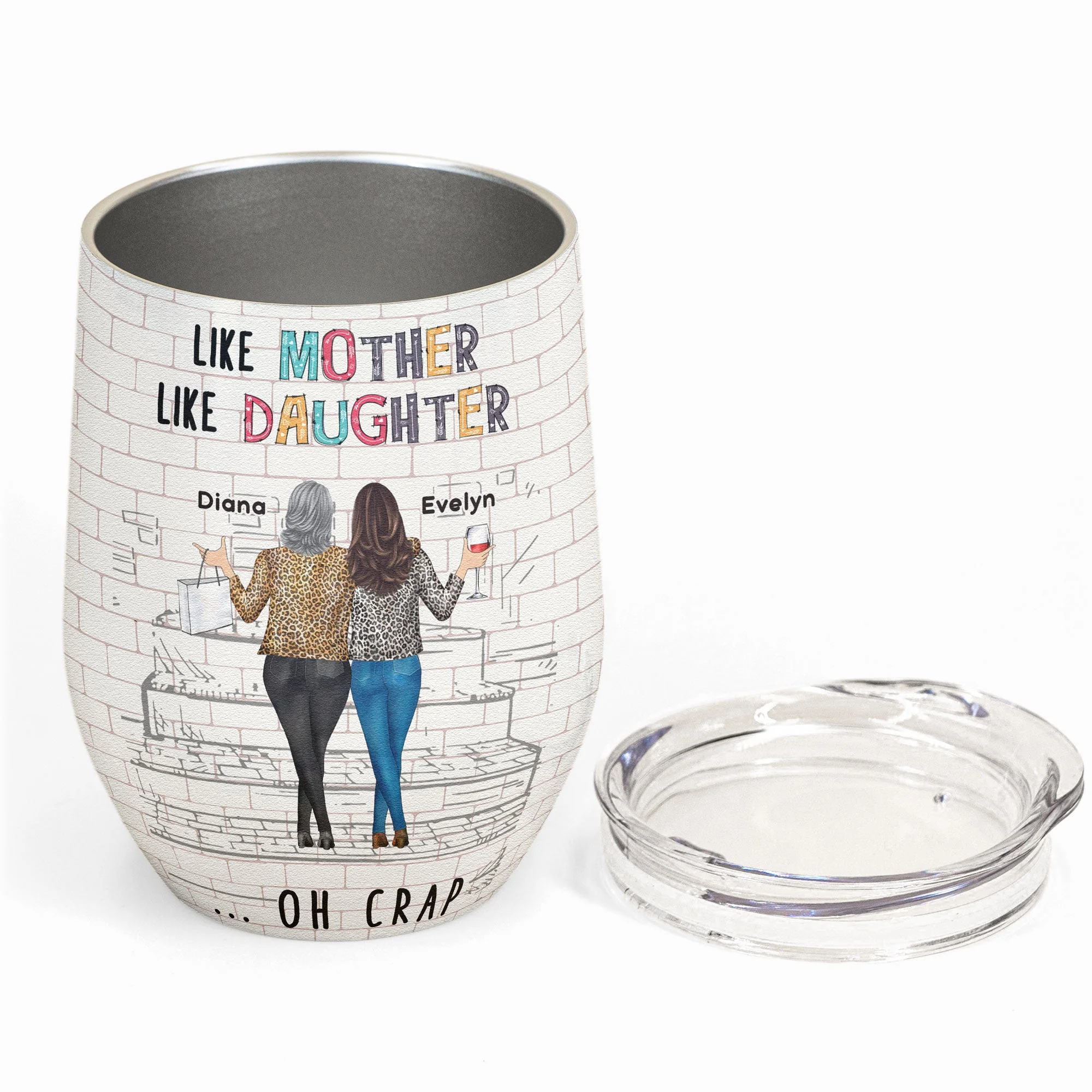 Like Mother Like Daughter - Personalized Wine Tumbler - Birthday Gift For Mom, Daughters - Image 2