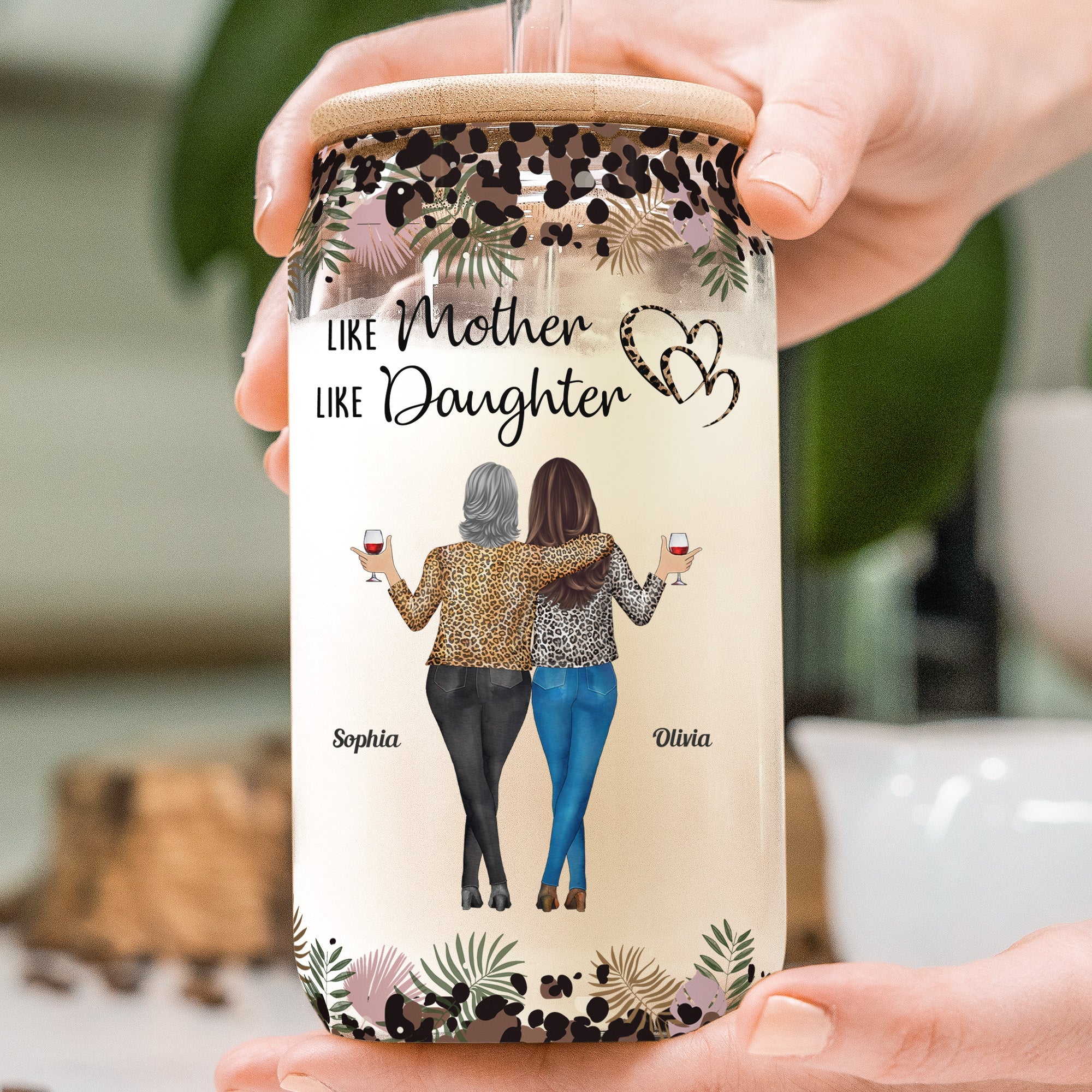 Like Mother Like Daughters Mother'S Day - Personalized Clear Glass Cup - Image 3
