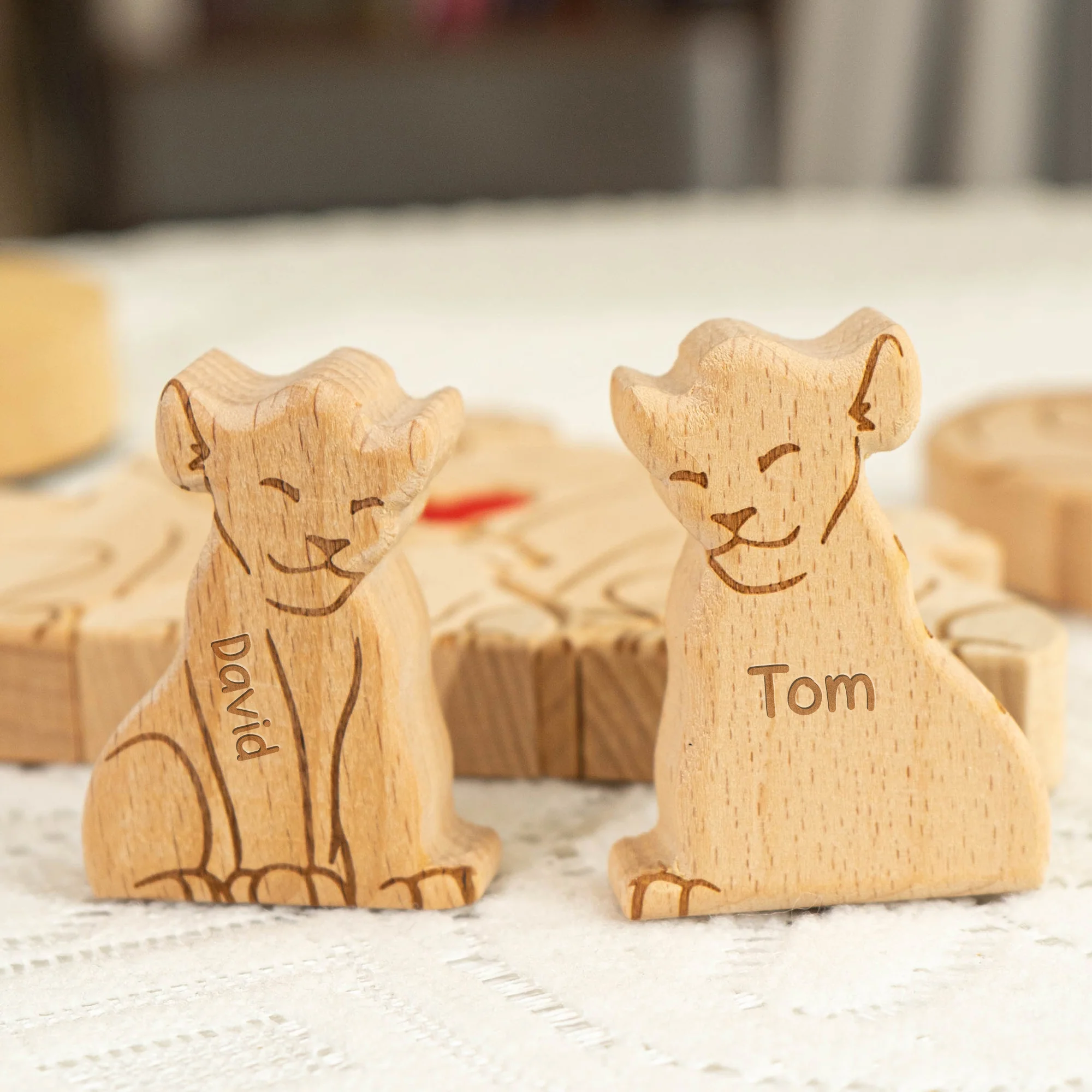 Lion Family - Personalized Wooden Lion Family Puzzle - Image 3