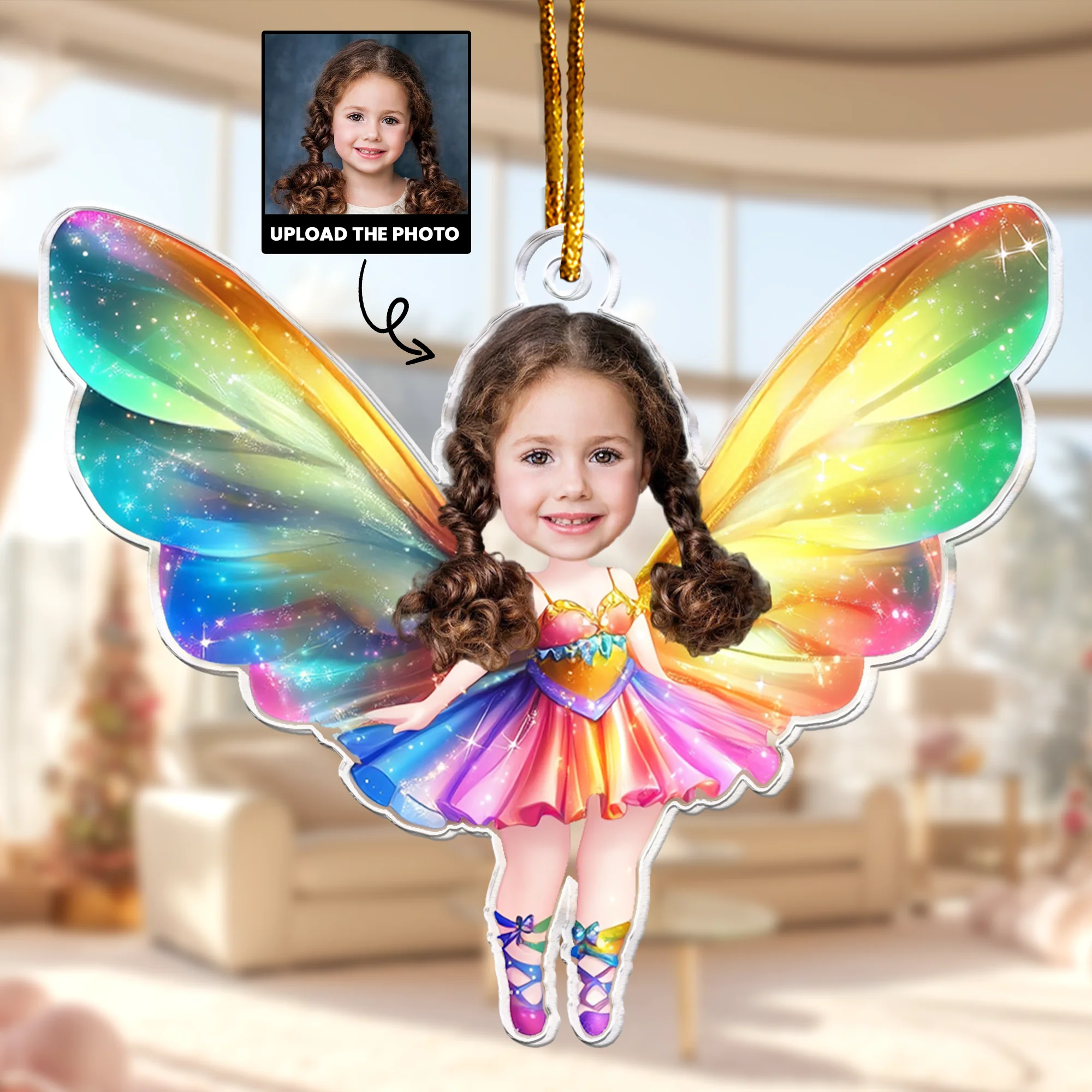 Little Fairy Princess - Custom Face Ornament Gifts For Daughter, Girl, Kids - Personalized Acrylic Photo Ornament - Image 4