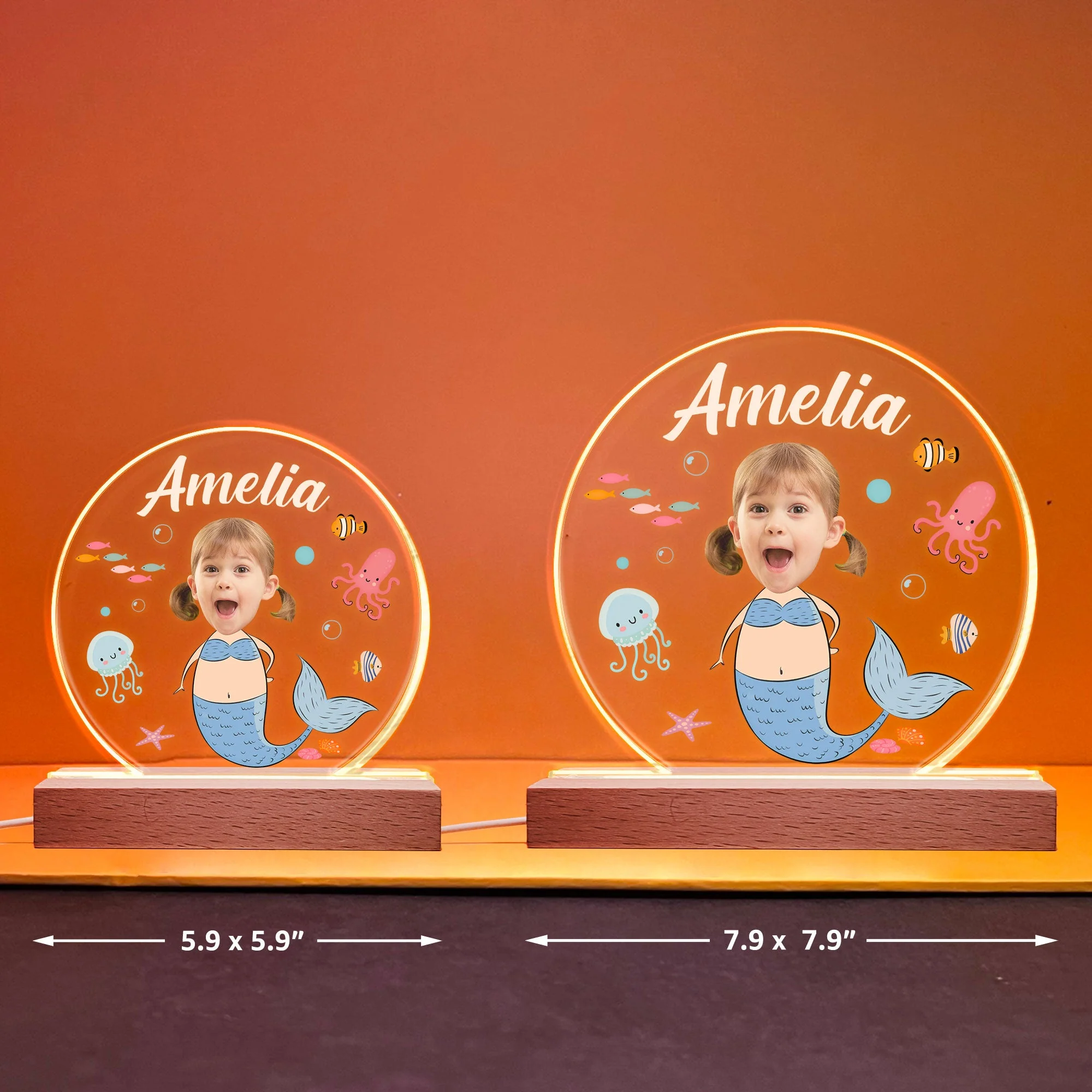 Little Mermaid Kid - Personalized Photo LED Light - Image 7