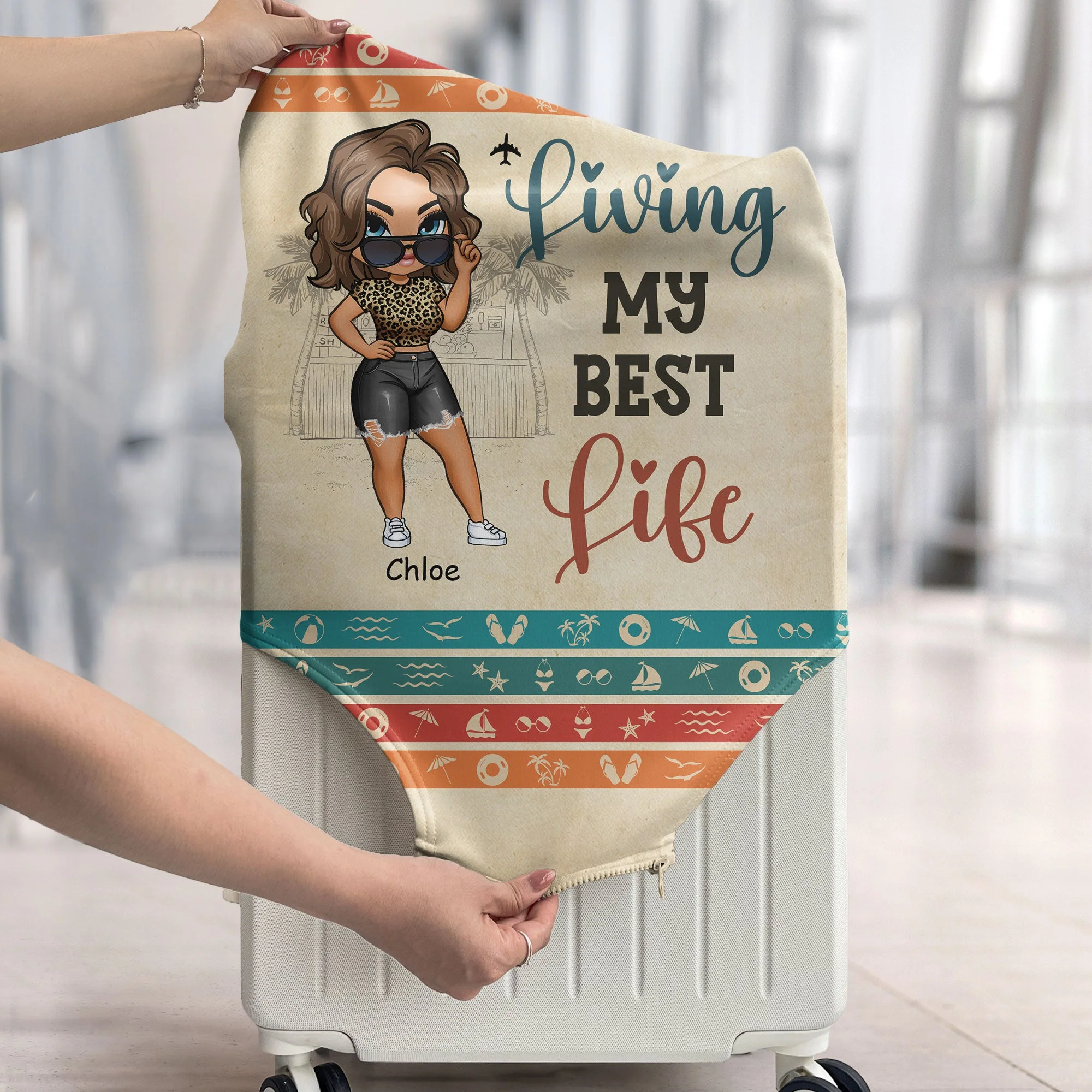 Living My Best Life - Personalized Luggage Cover - Image 4