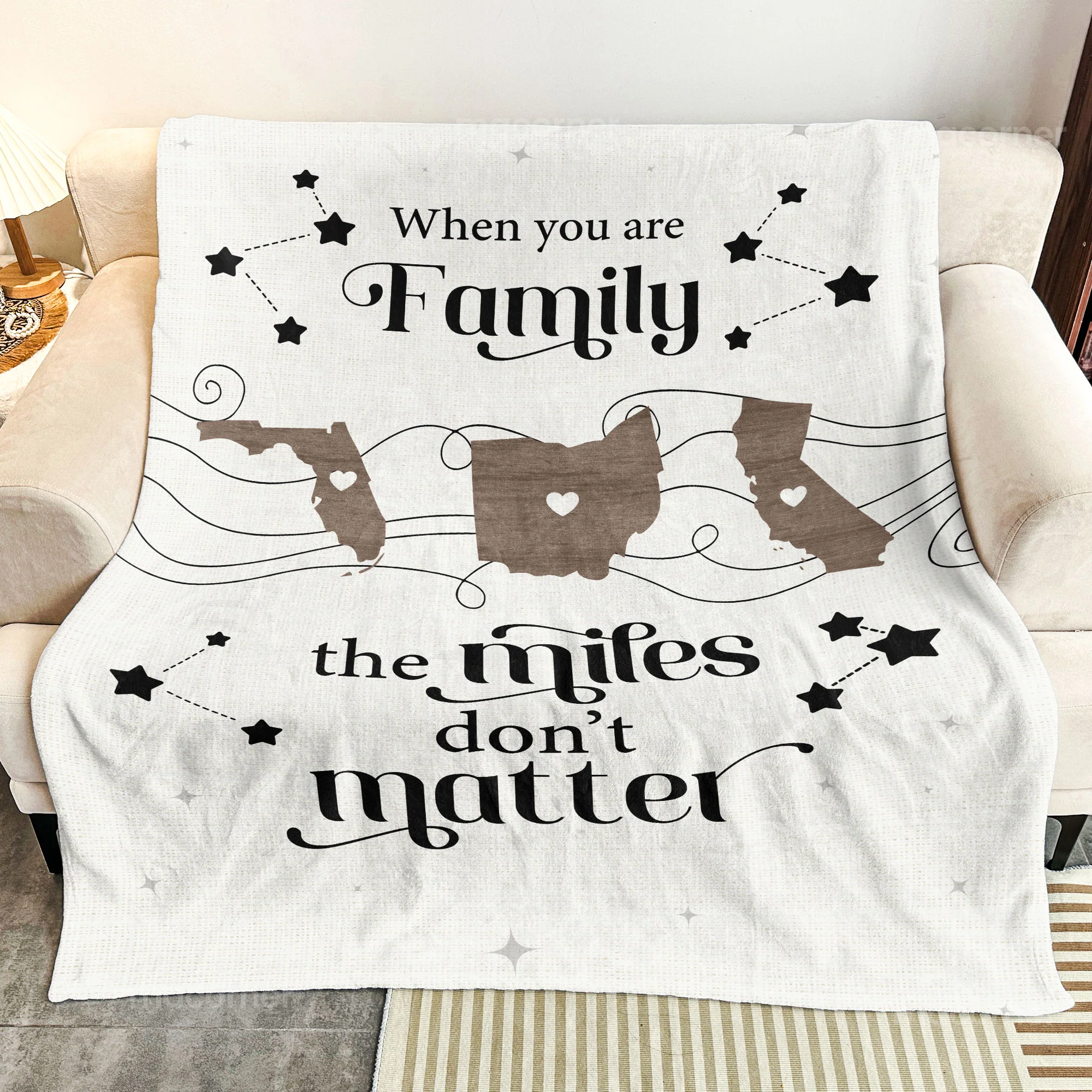 Long Distance Family Siblings - Personalized Blanket - Image 3