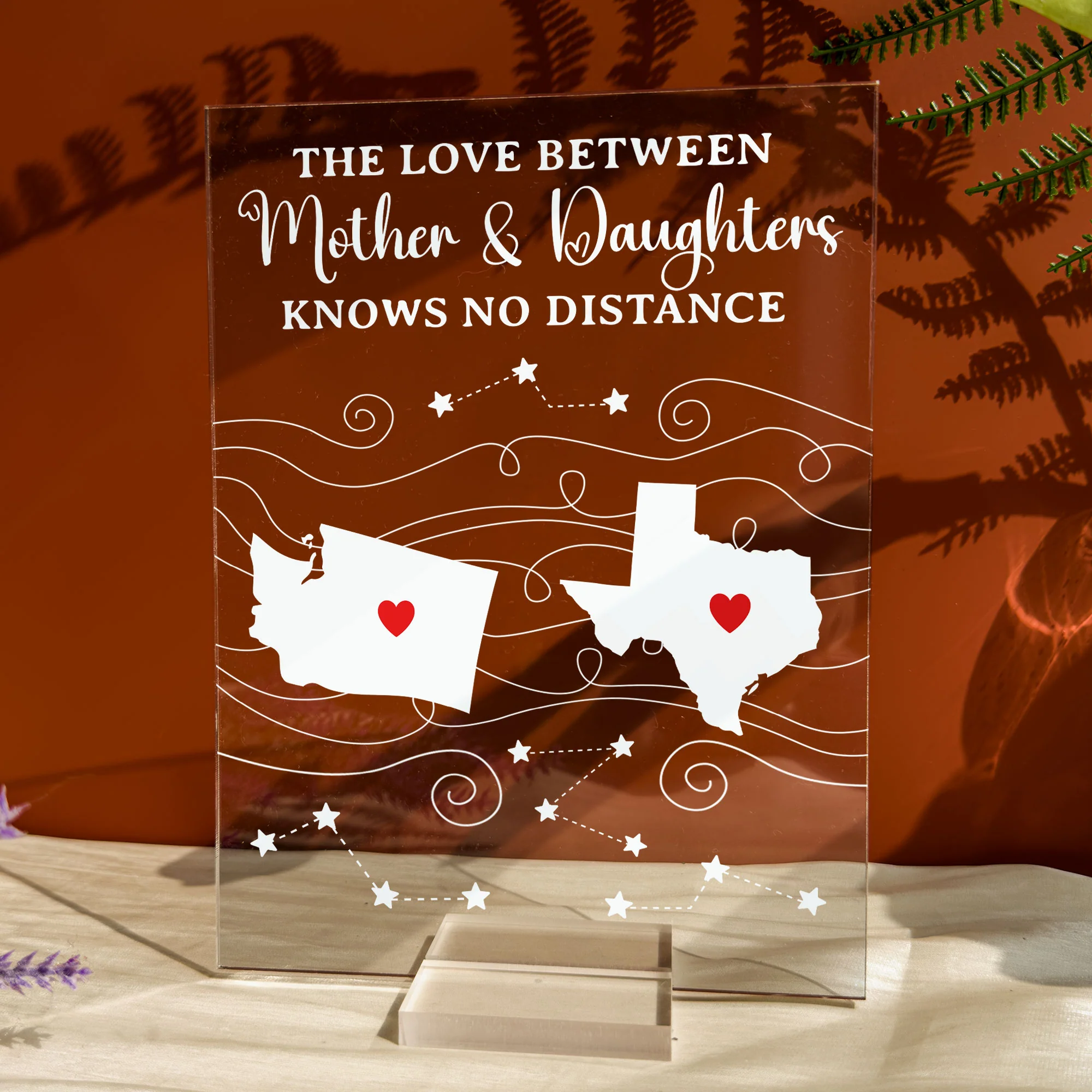 Long Distance Gift - Custom States - Gifts For Family, Mother Daughter, Couples, Friends - Personalized Acrylic Plaque - Image 4
