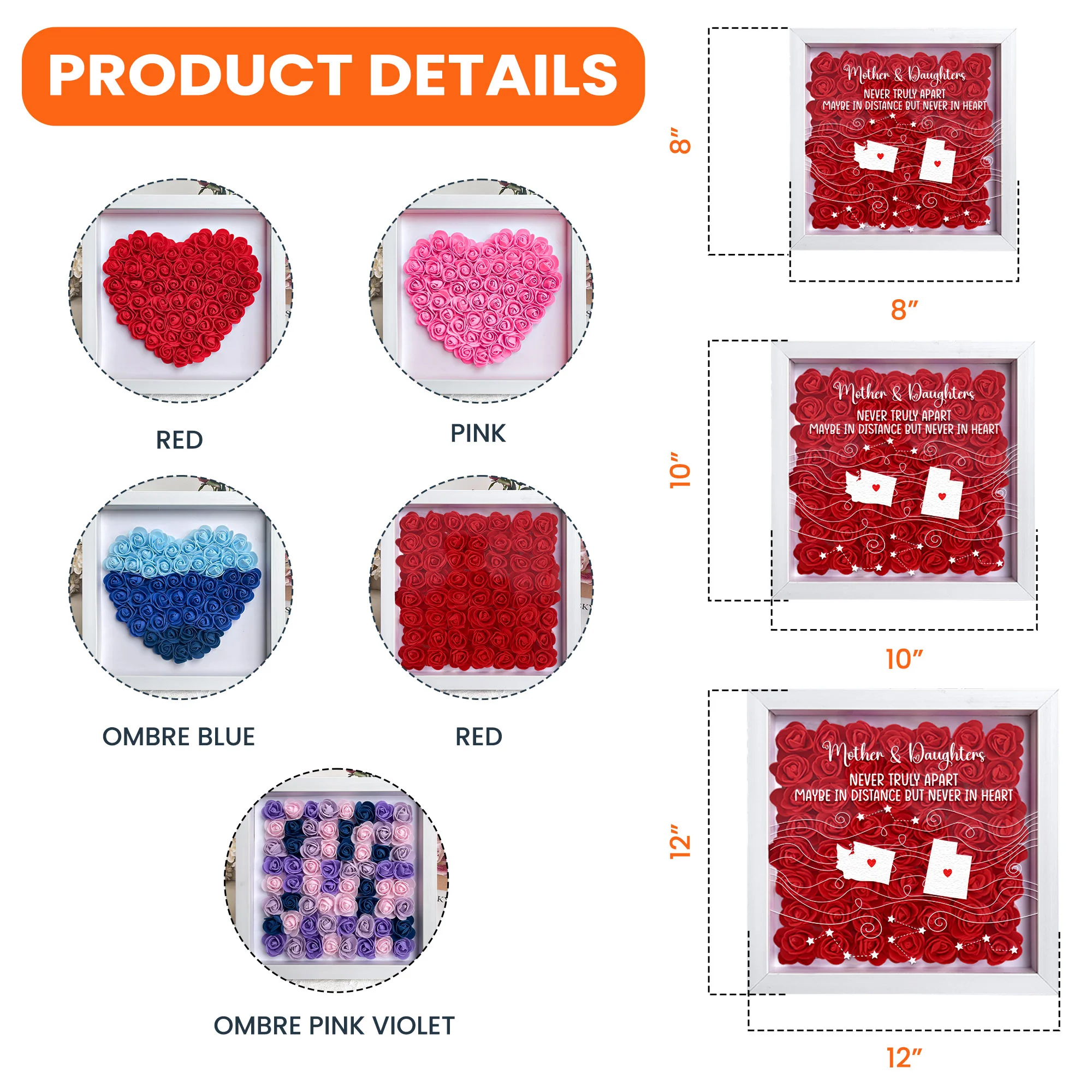 Long Distance Gifts Never Truly Apart - Personalized Flower Shadow Box With LED Light - Image 6