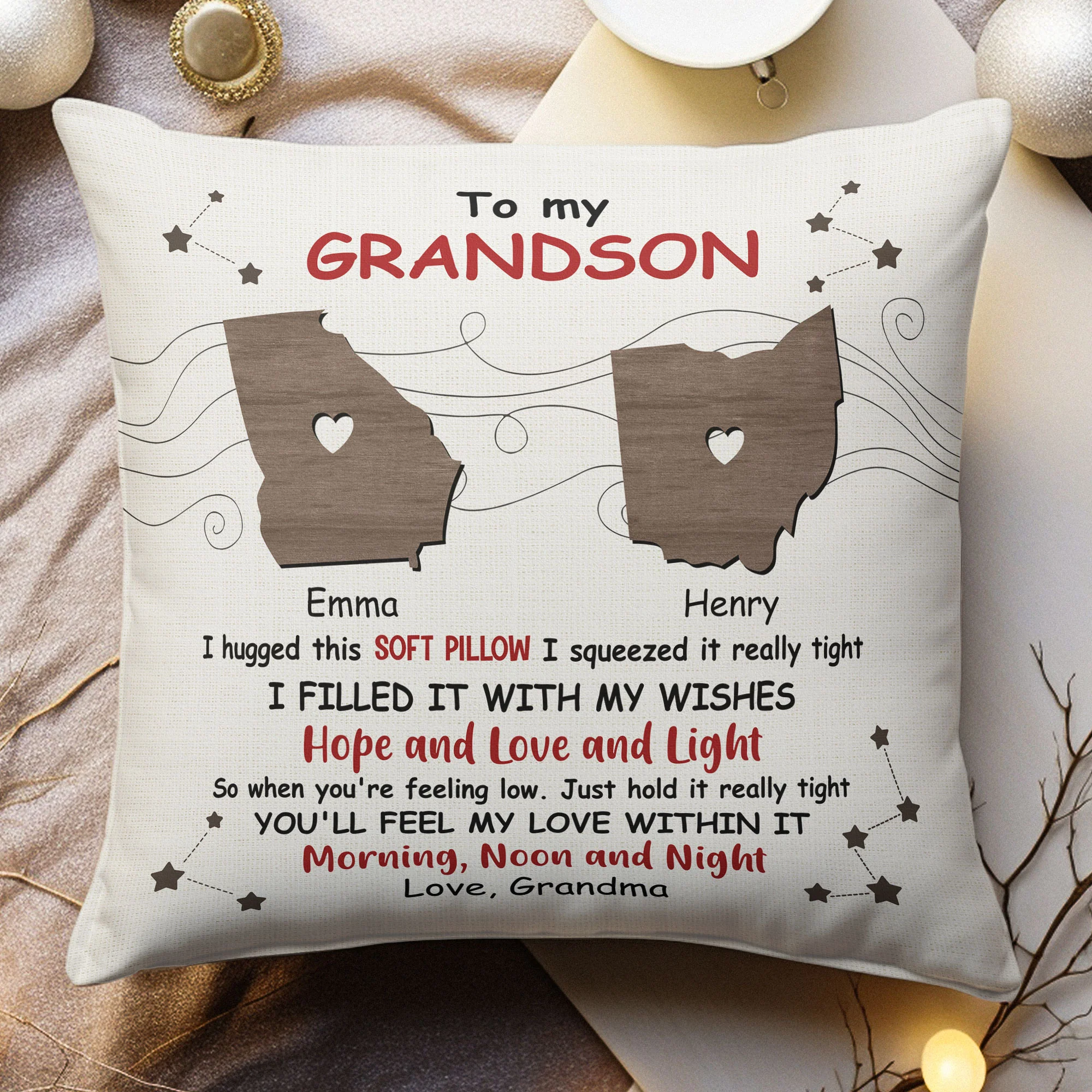 Long Distance Grandparent & Grandkids - Personalized Pillow (Insert Included) - Image 3