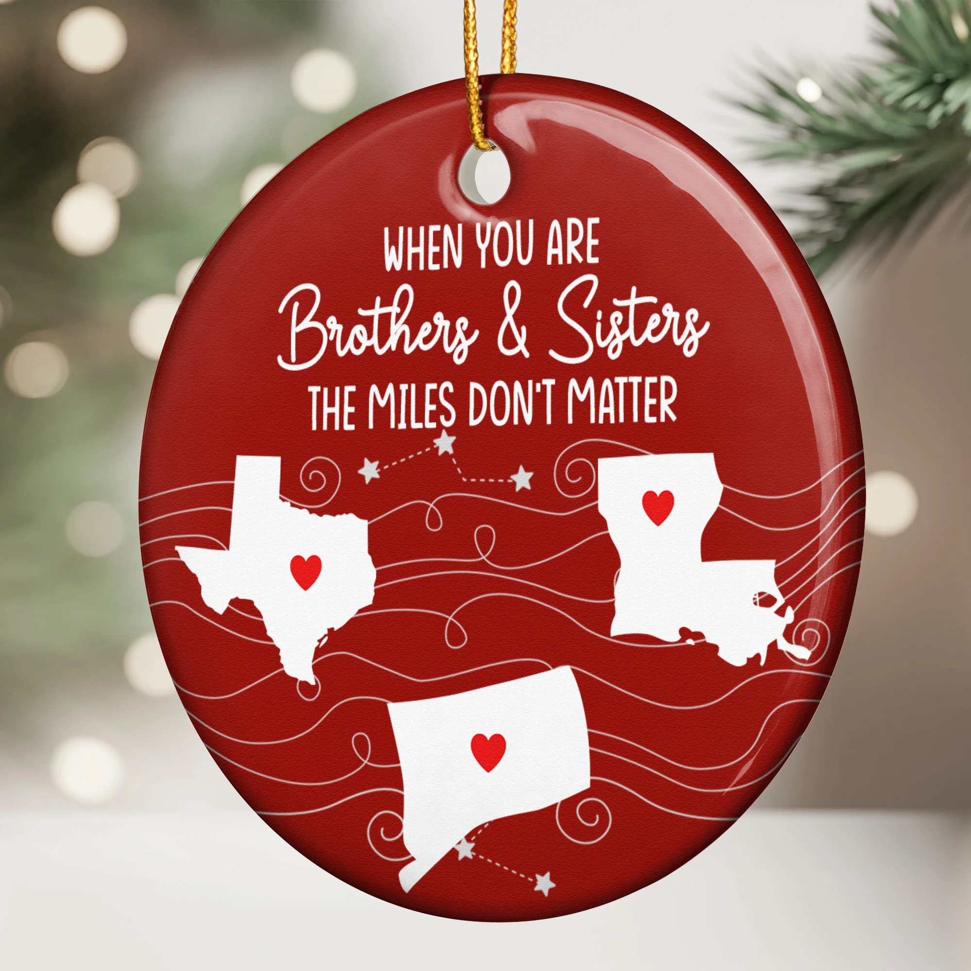 Long Distance Relationship For Family, Siblings, Couple, Friends - Personalized Ceramic Ornament - Image 2