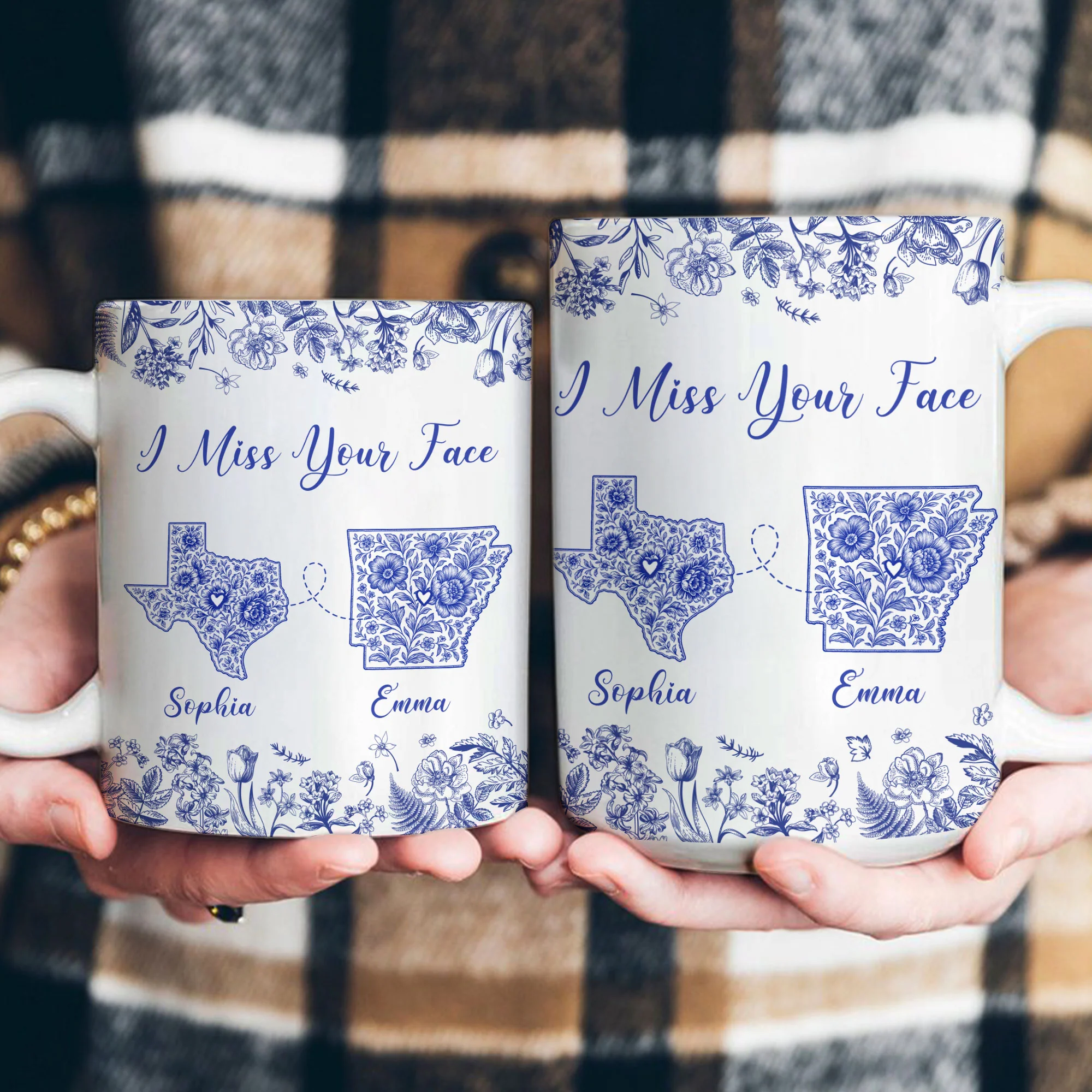 Long Distance Relationship I Miss You Toile De Jouy Custom States - Personalized Gift Set - Image 2