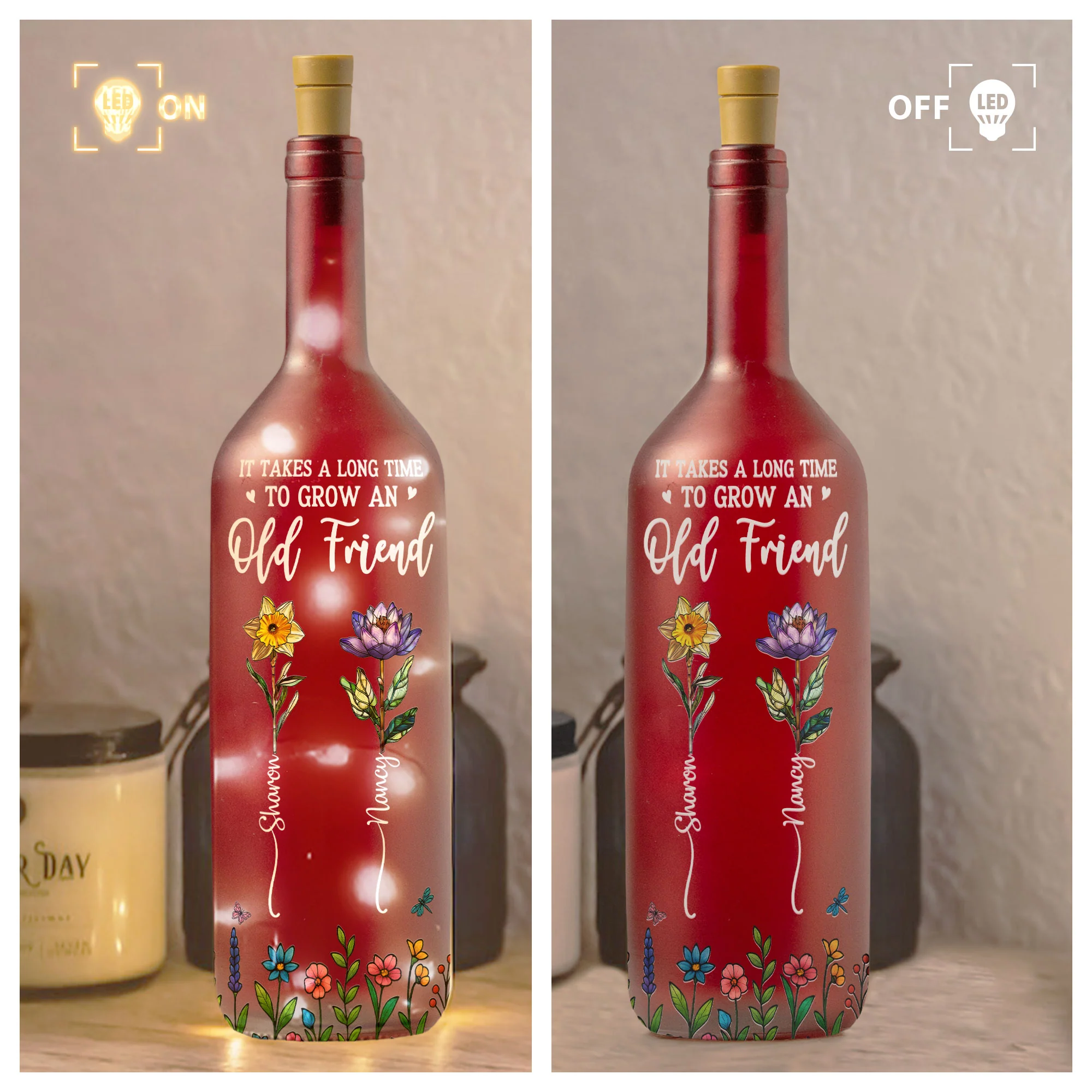 Long Time To Grow Old Friends - Personalized Bottle Lamp - Image 8