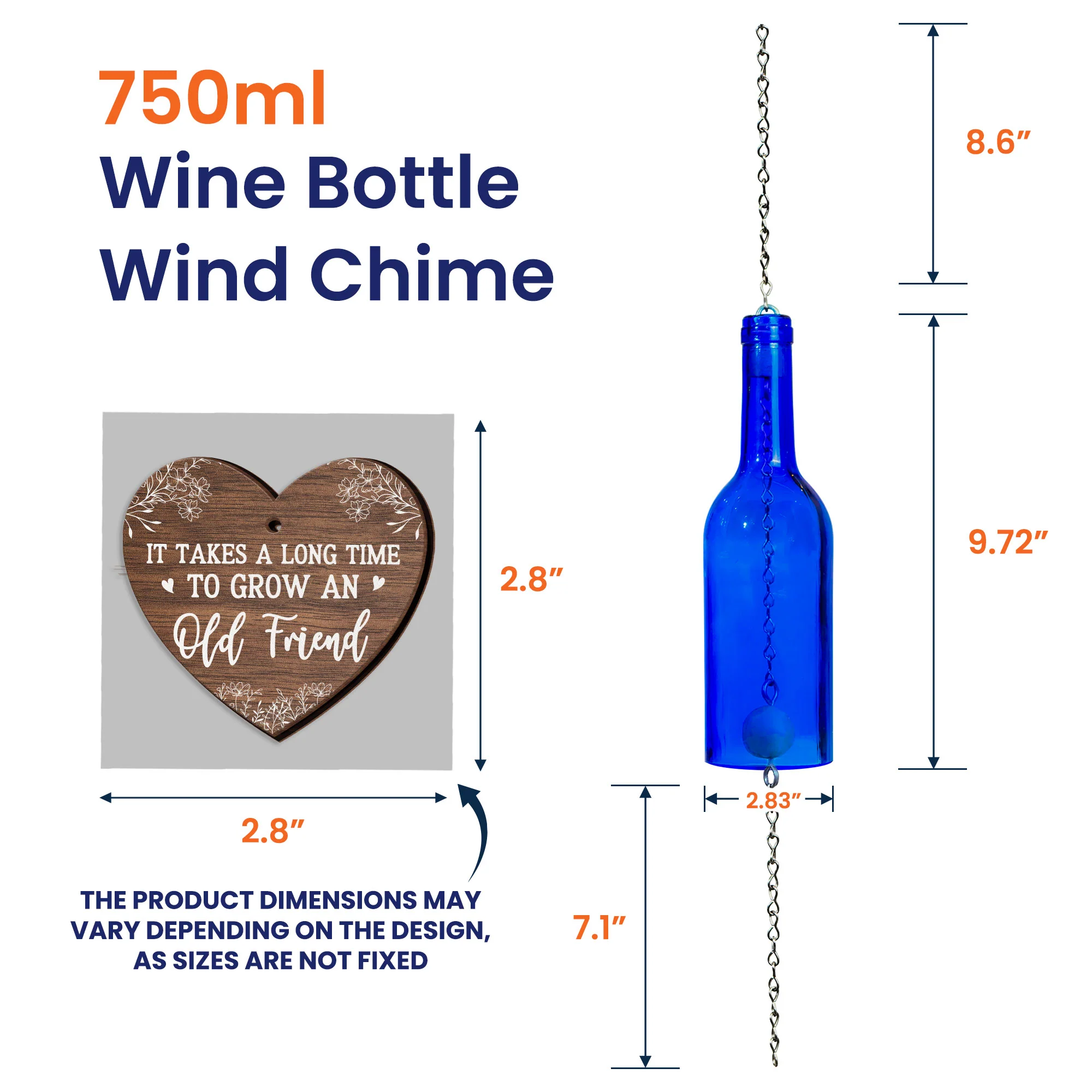 Long Time To Grow Old Friends - Personalized Wine Bottle Wind Chime - Image 6