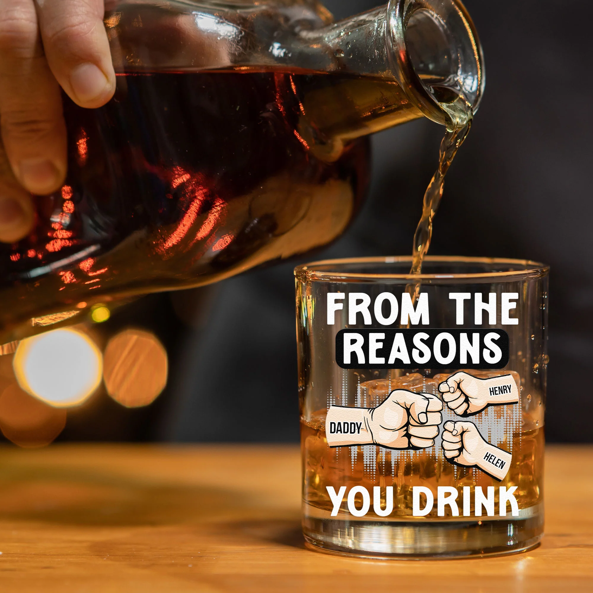 Look At You Landing Our Mom - Personalized Whiskey Glass - Image 3