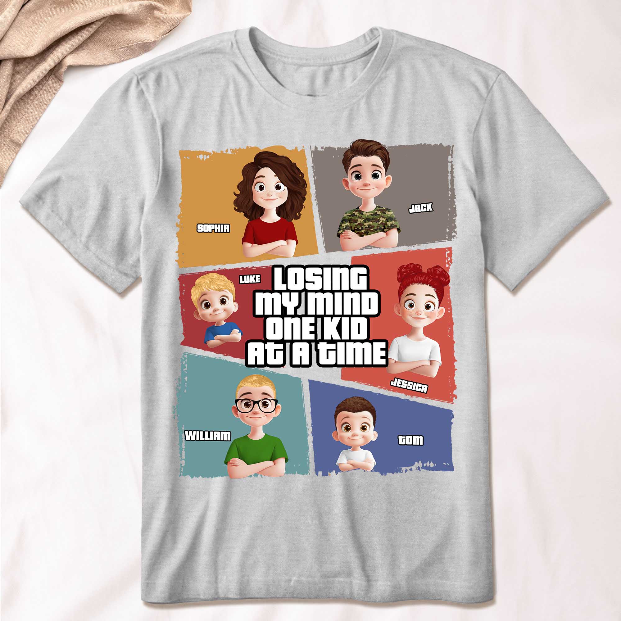 Losing My Mind One Kid At A Time Funny For Dad Grandpa - Personalized Shirt
