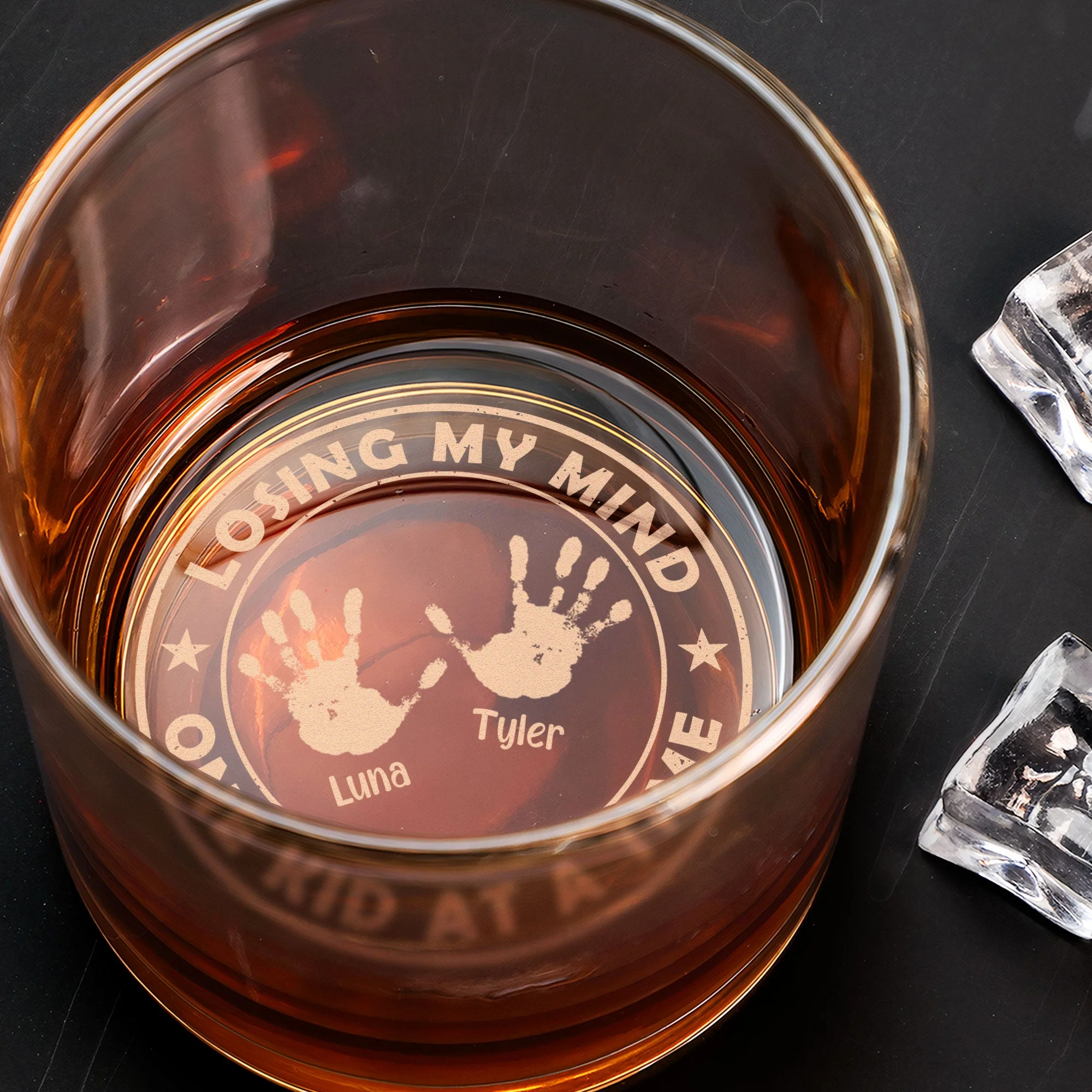 Losing My Mind One Kid At A Time - Personalized Engraved Whiskey Glass - Image 3