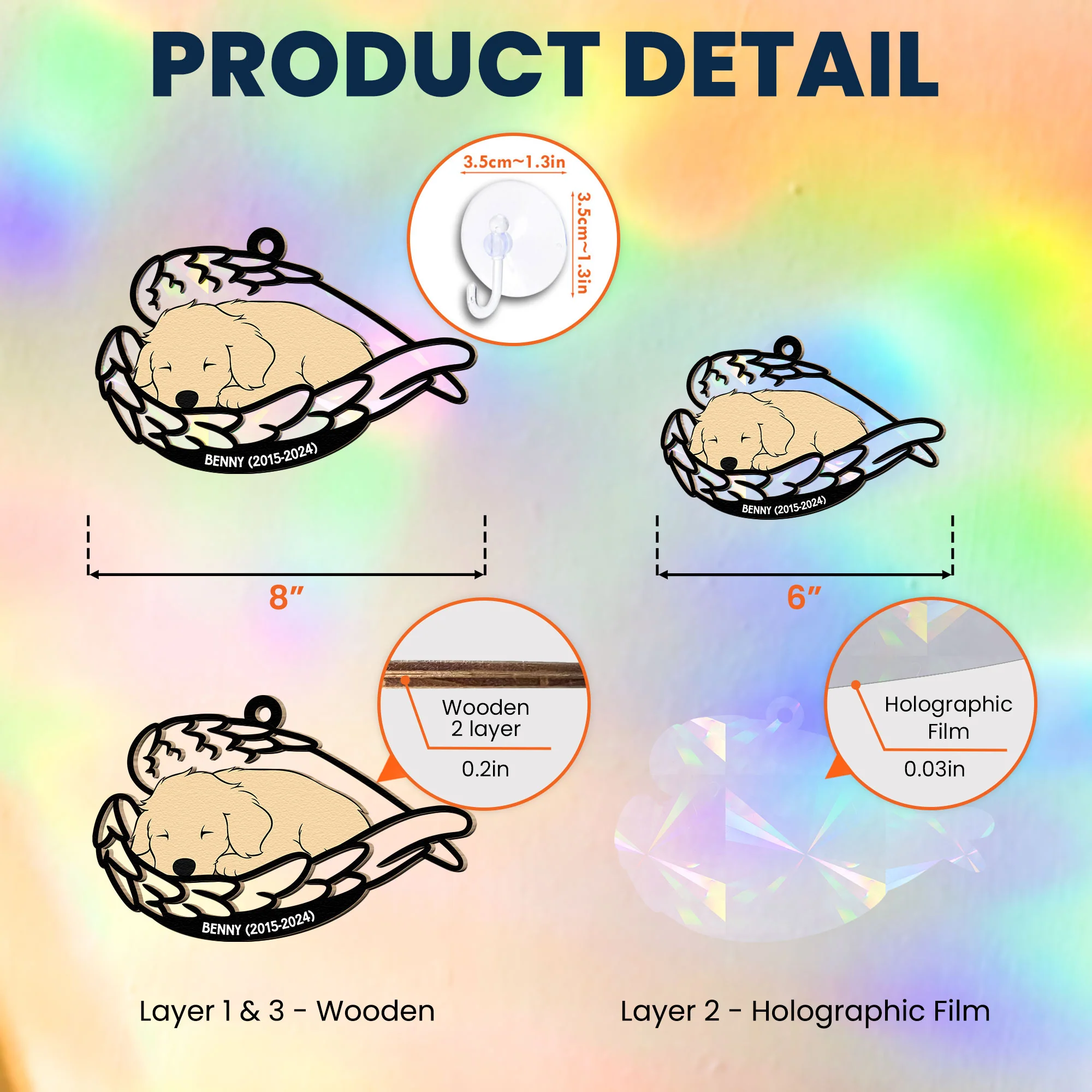 Loss Of Dog - Personalized Rainbow Suncatcher - Image 5
