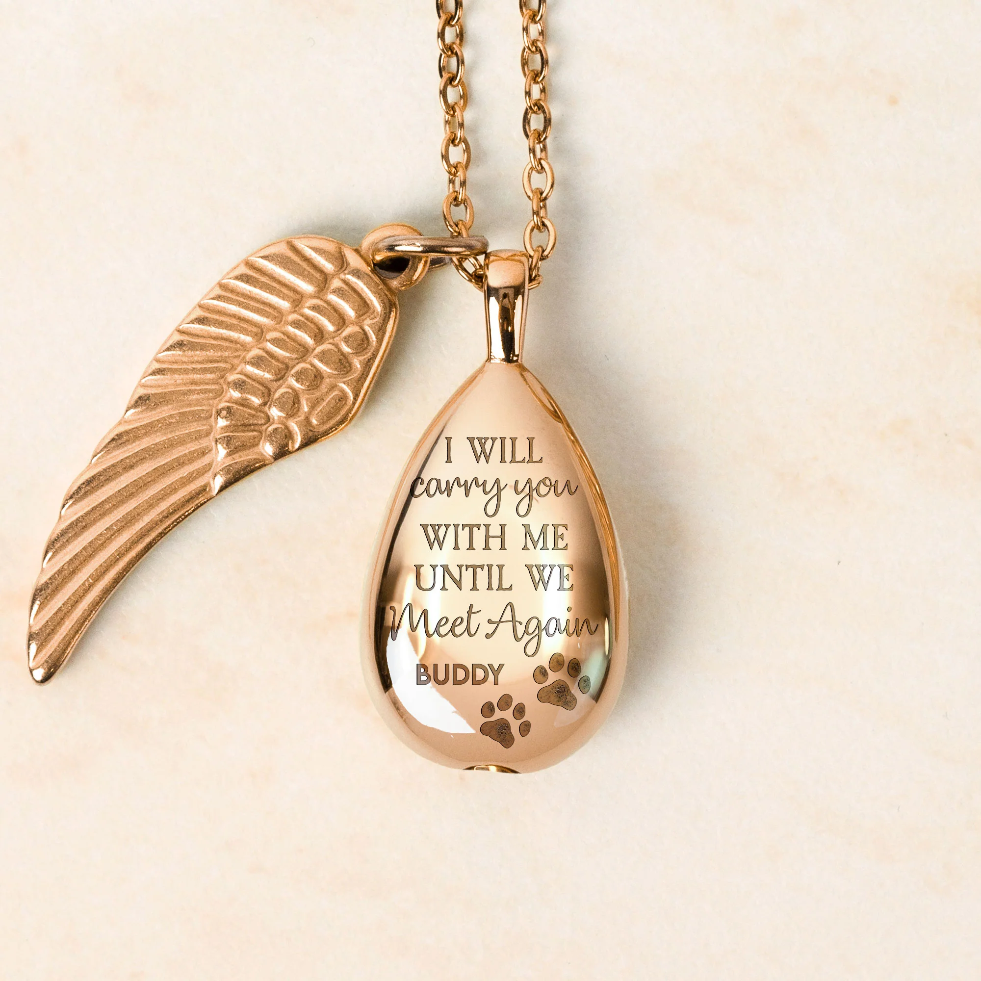 Loss Of Pet - I Will Carry You With Me - Personalized Urn Necklace - Image 5