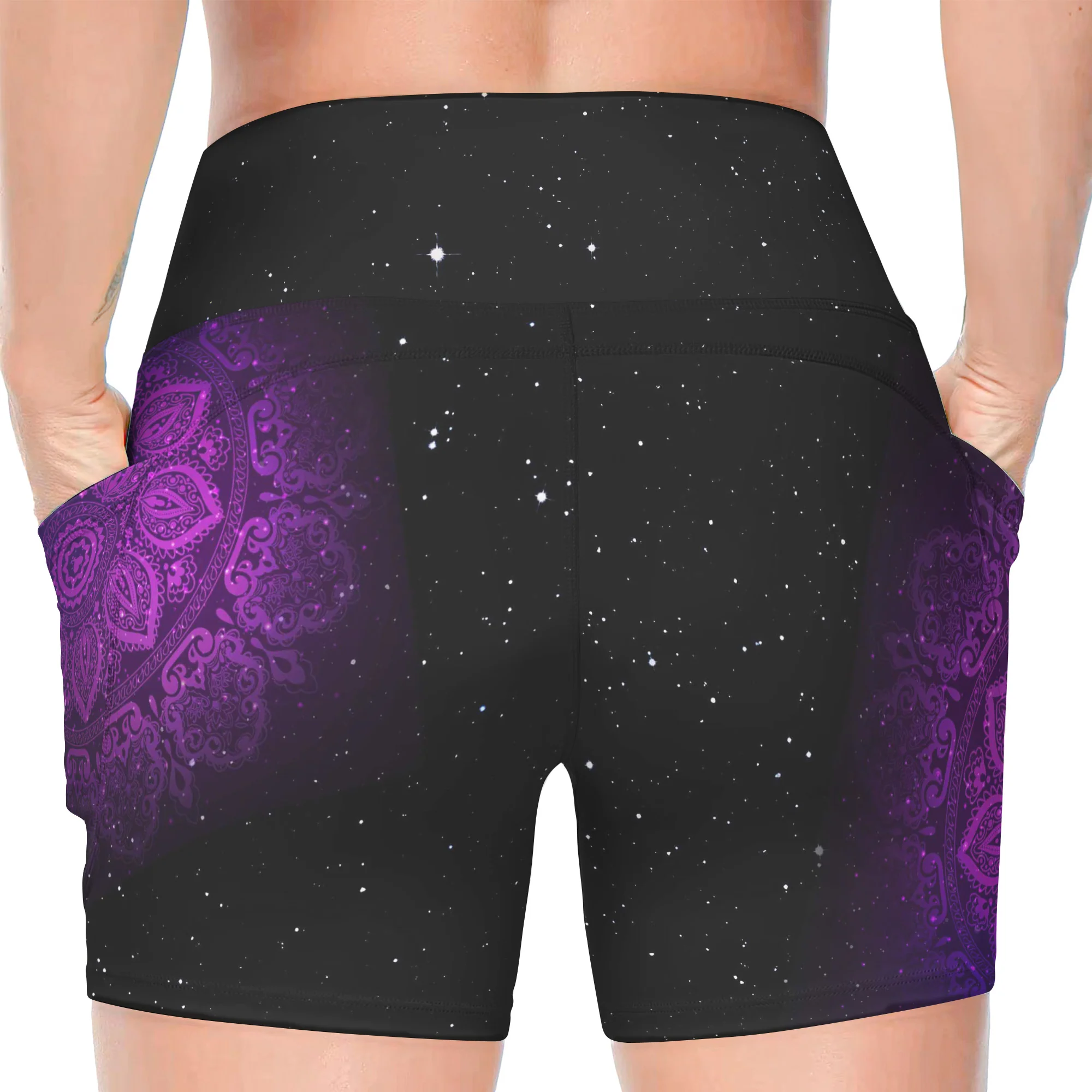 Lotus Charka Yoga Lover - Personalized Women's Workout Shorts - Image 4