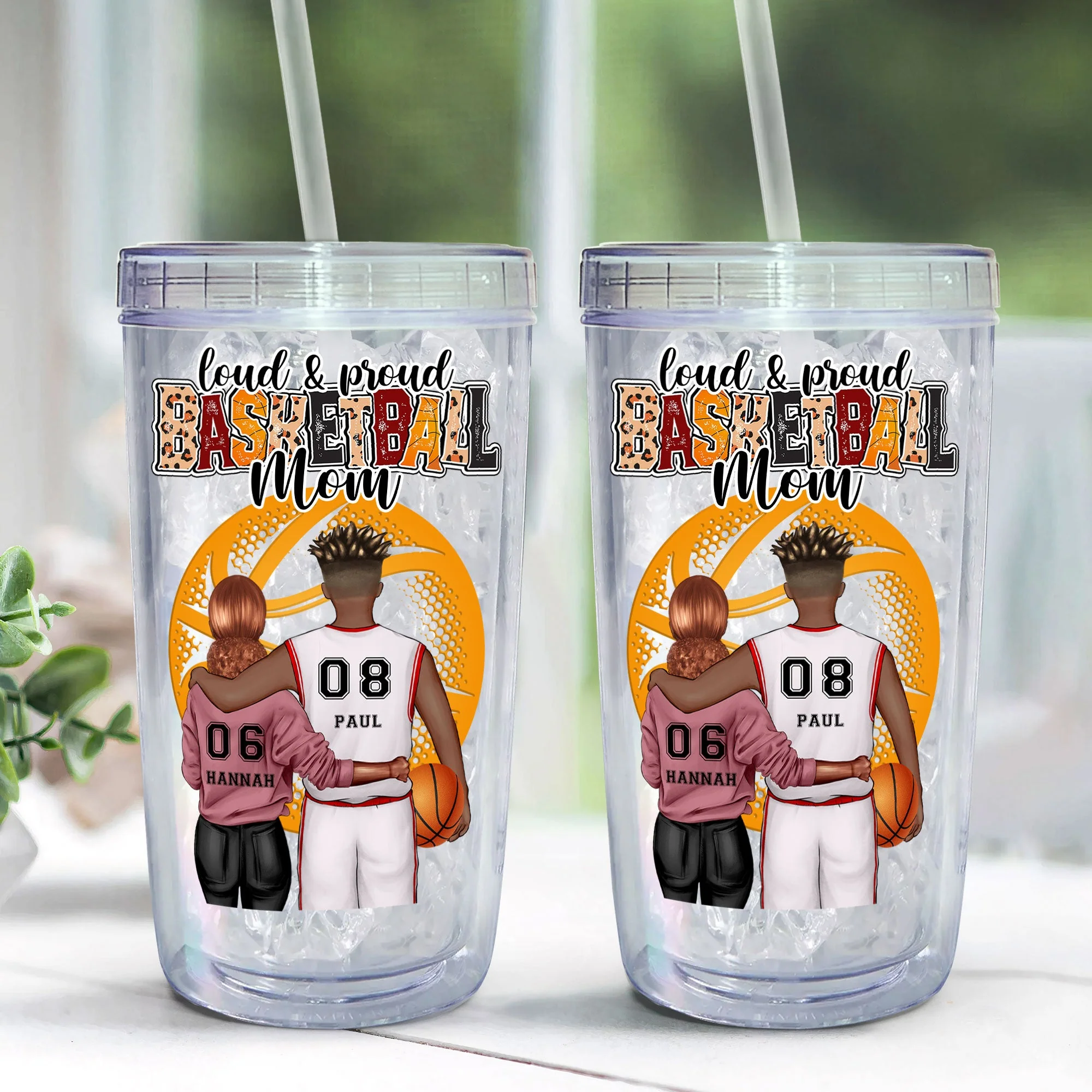 Loud & Proud Basketball Mom - Personalized Acrylic Tumbler With Straw - Image 3