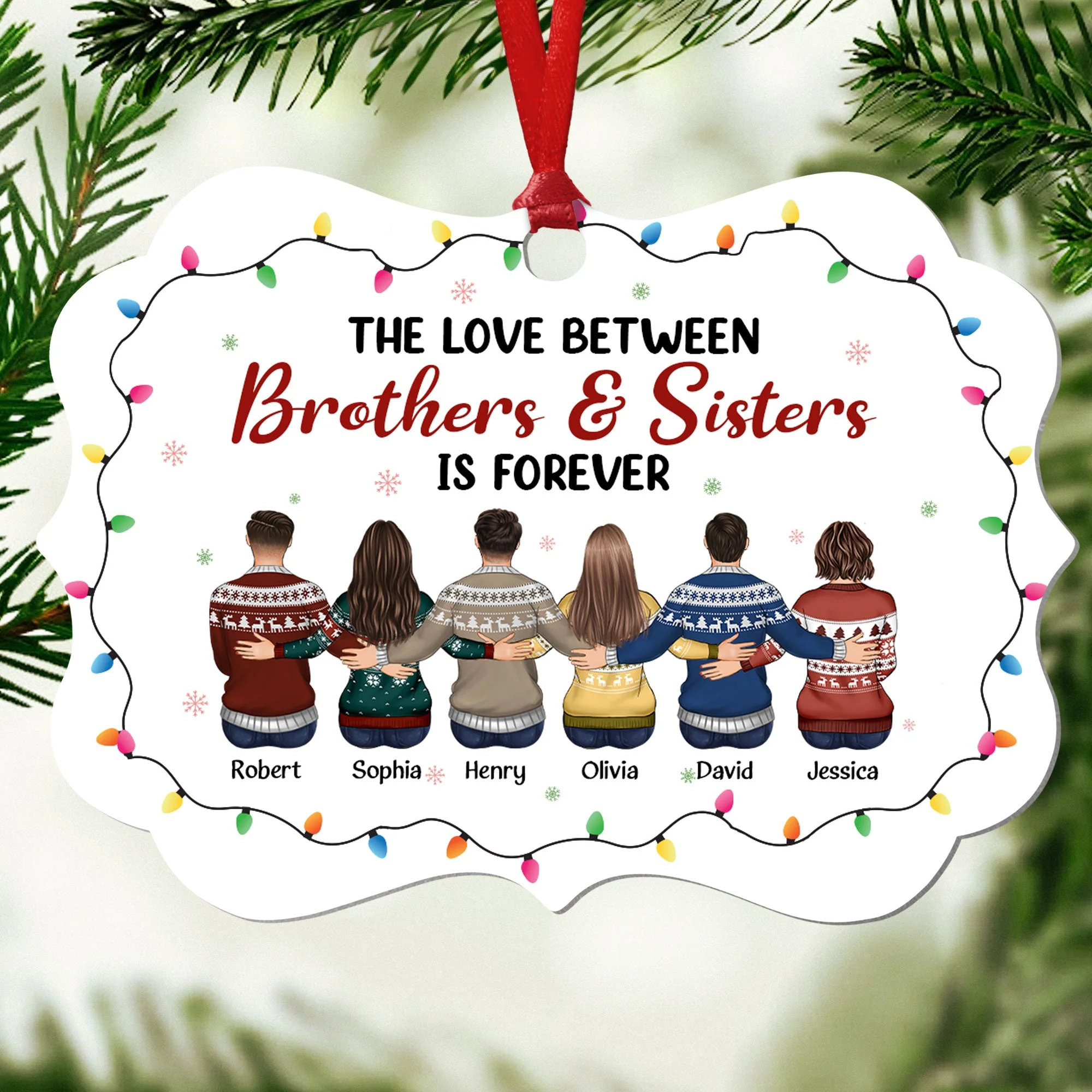Love Between Brothers & Sisters - Personalized Aluminum Ornament - Image 4