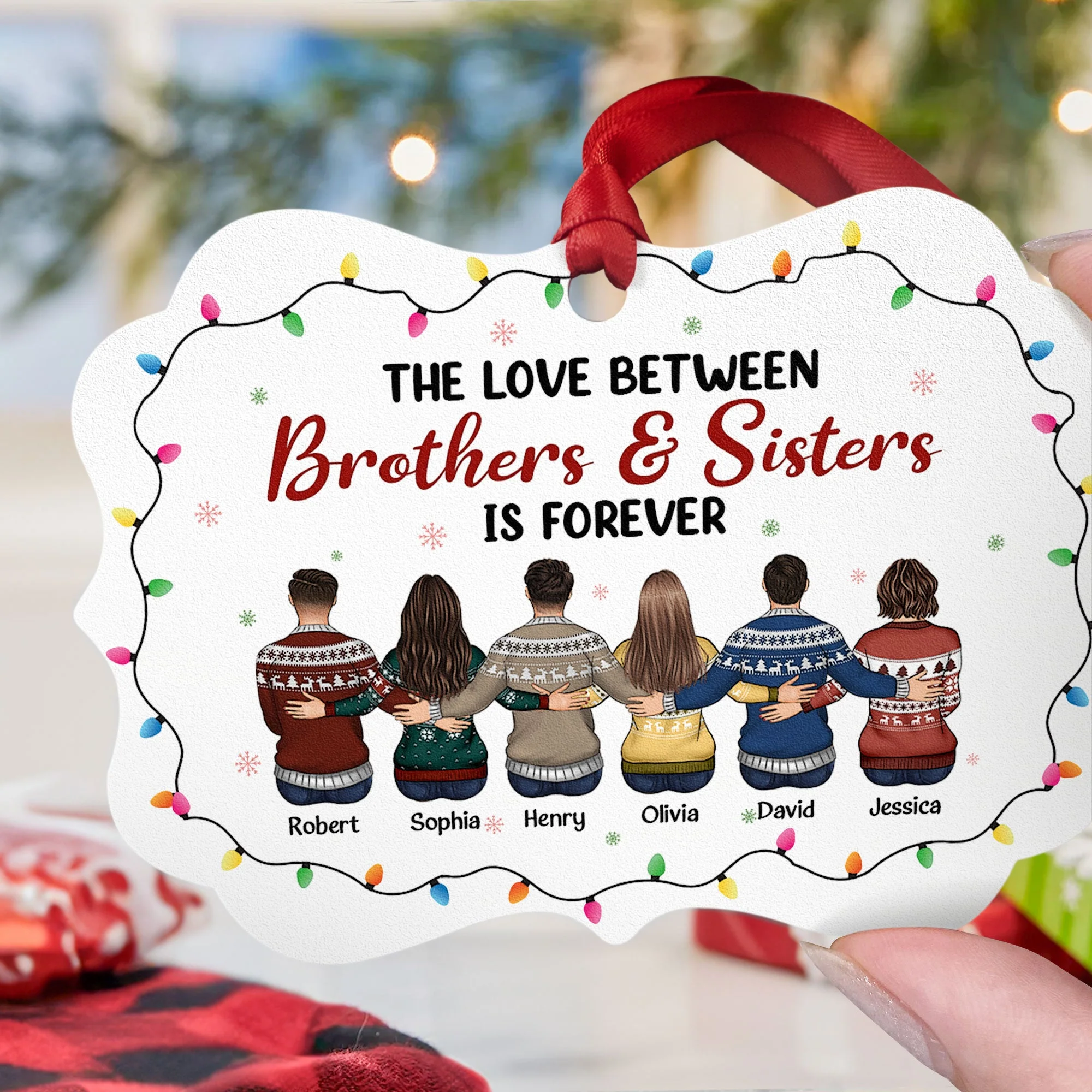 Love Between Brothers & Sisters - Personalized Aluminum Ornament - Image 6