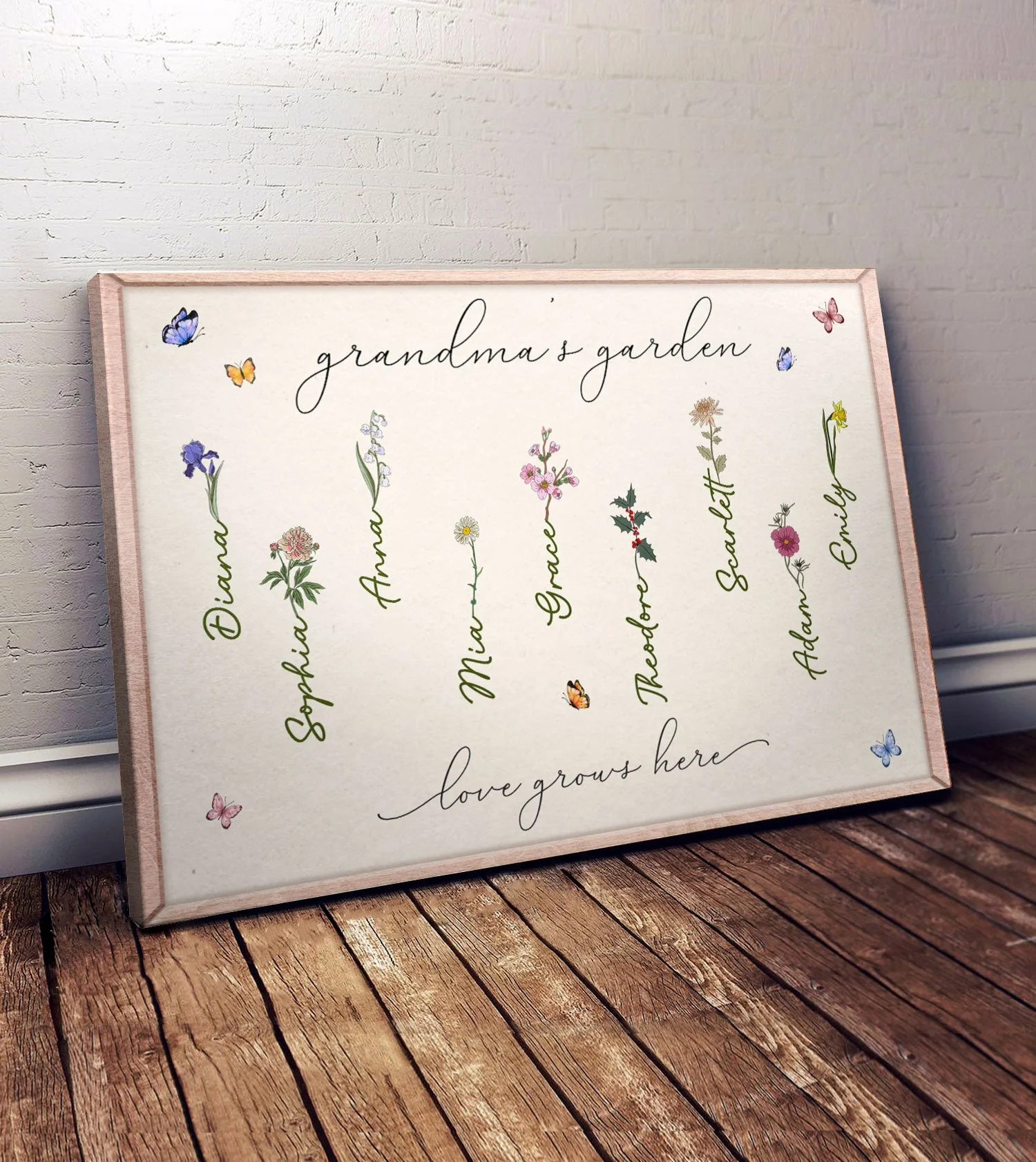 Love Grows In Grandma's Garden - Personalized Wrapped Canvas - Image 3