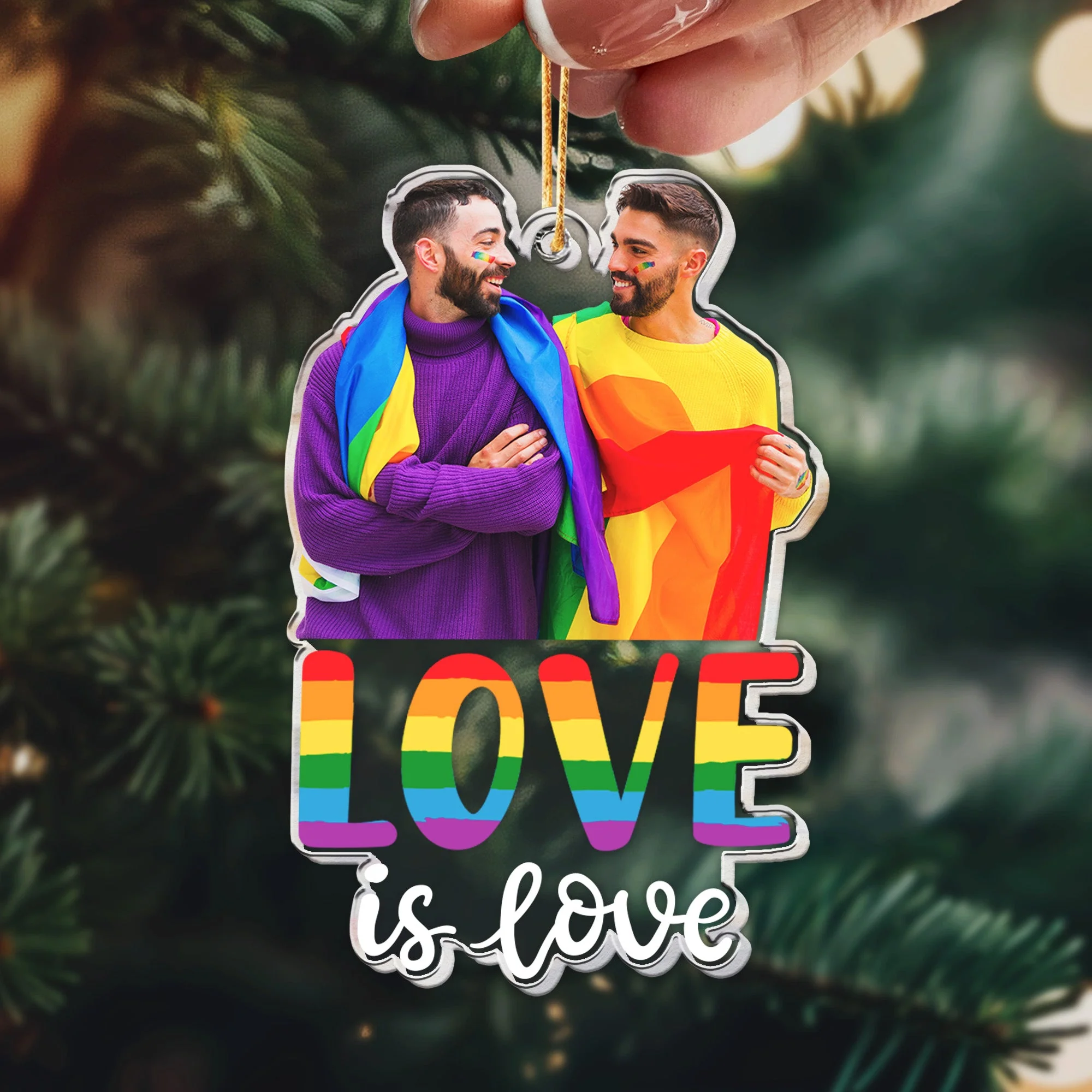 Love Is Love - Personalized Acrylic Photo Ornament - Image 5
