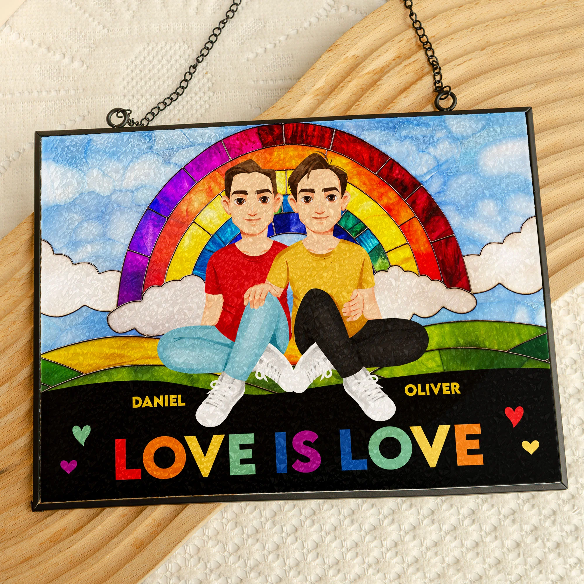 Love Is Love - Personalized Stained Glass Suncatcher - Image 3