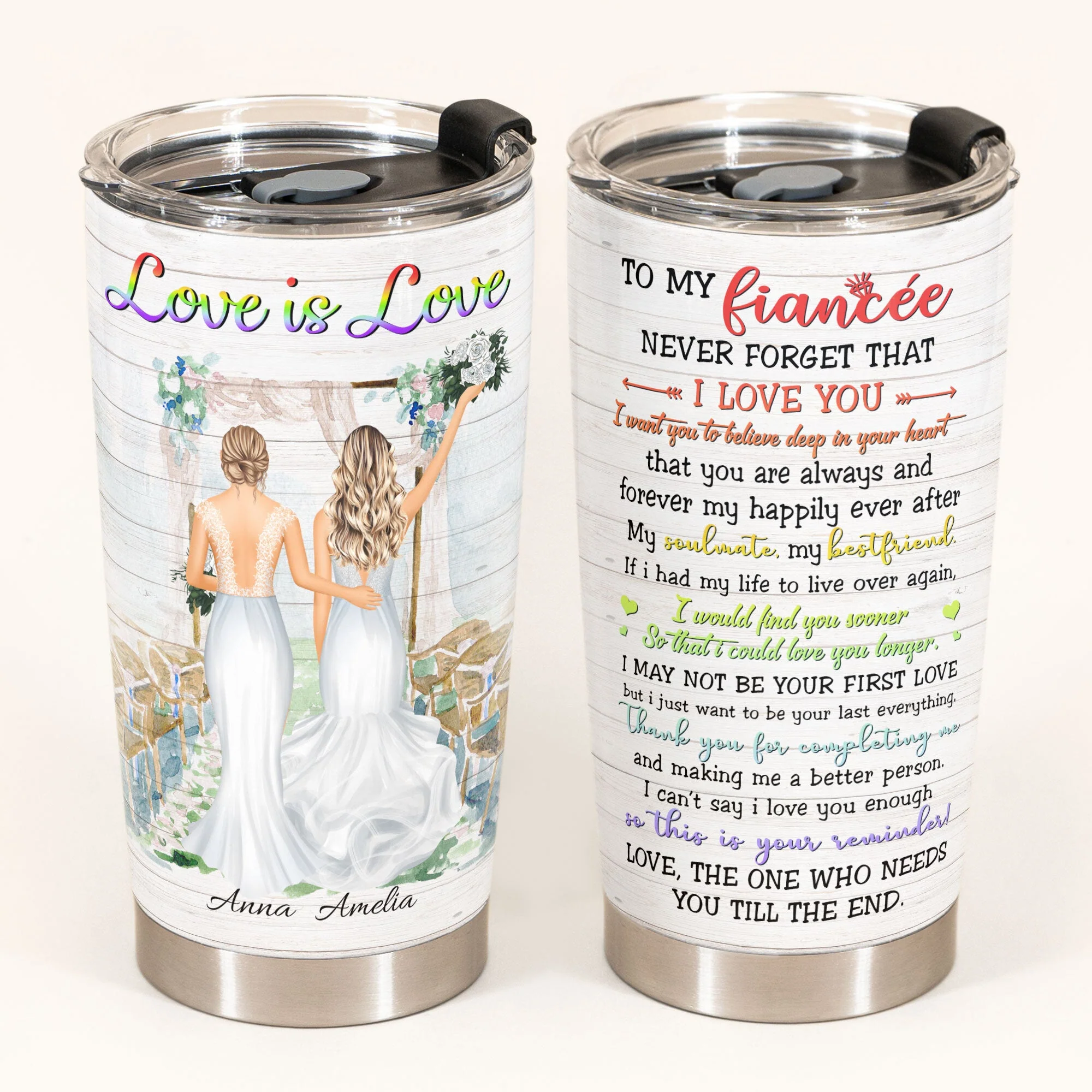 Love Is Love - Personalized Tumbler Cup - Bride - Image 2