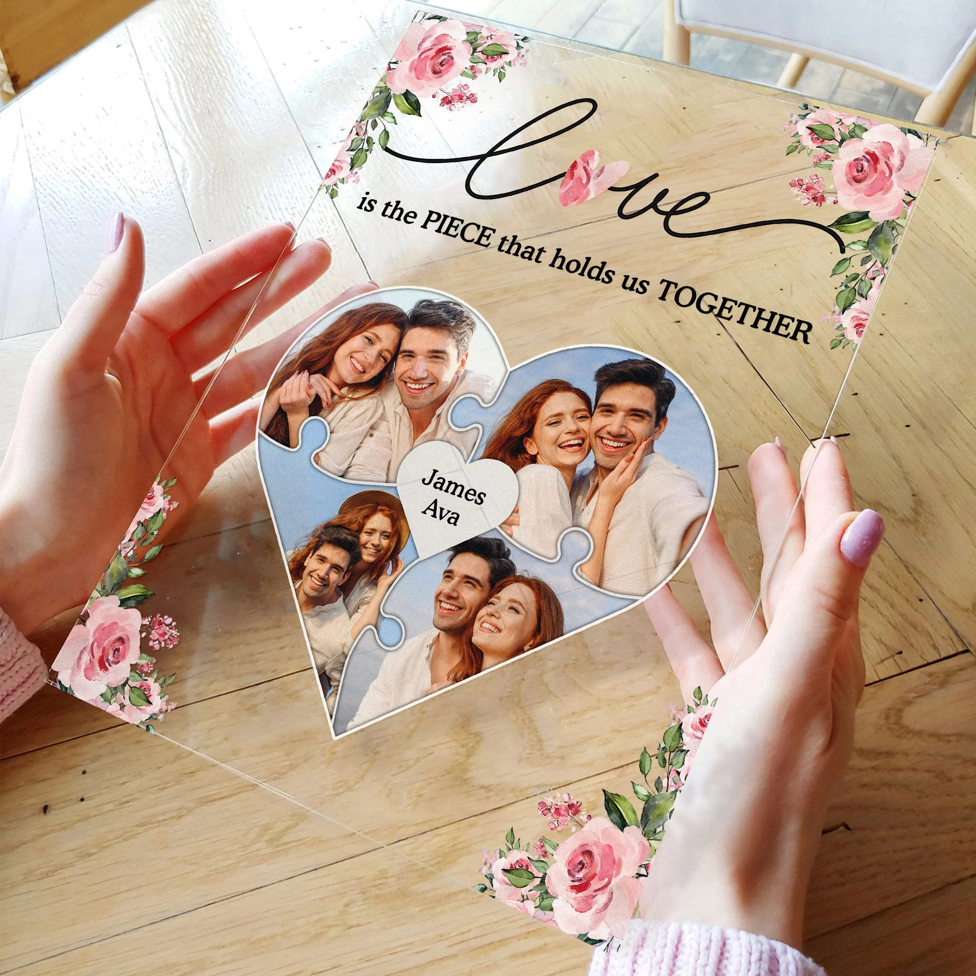 Love Is The Piece That Holds Us Together - Personalized Acrylic Photo Plaque - Image 4