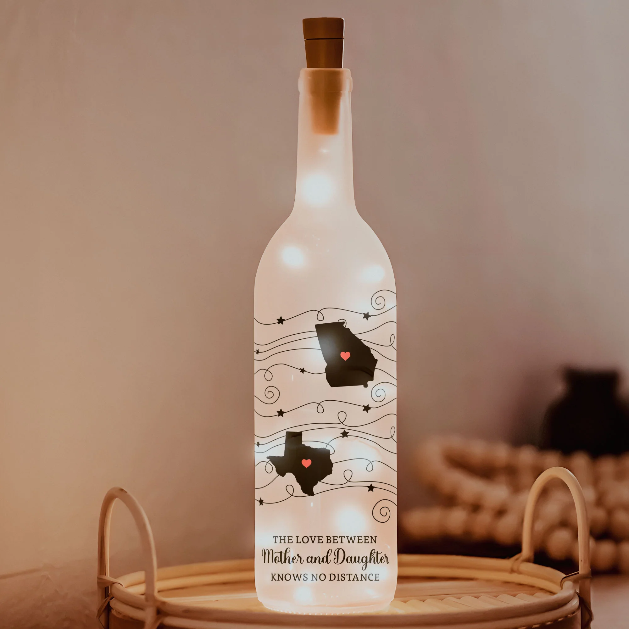 Love Knows No Distance - Personalized Bottle Lamp - Image 3