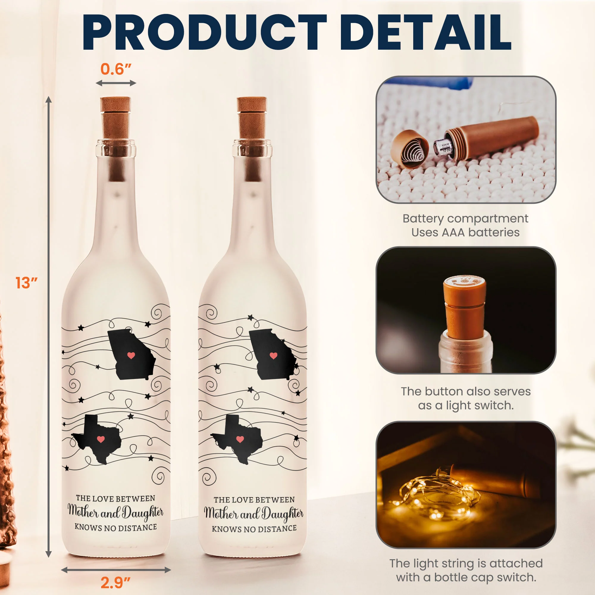 Love Knows No Distance - Personalized Bottle Lamp - Image 4