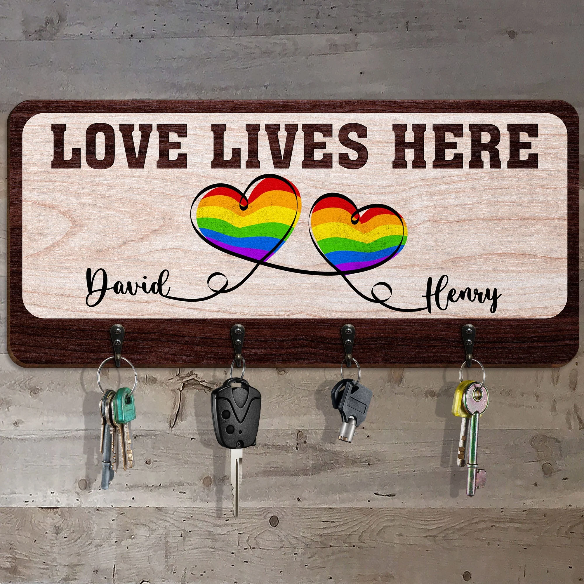 Love Lives Here - Personalized Key Holder - Image 3