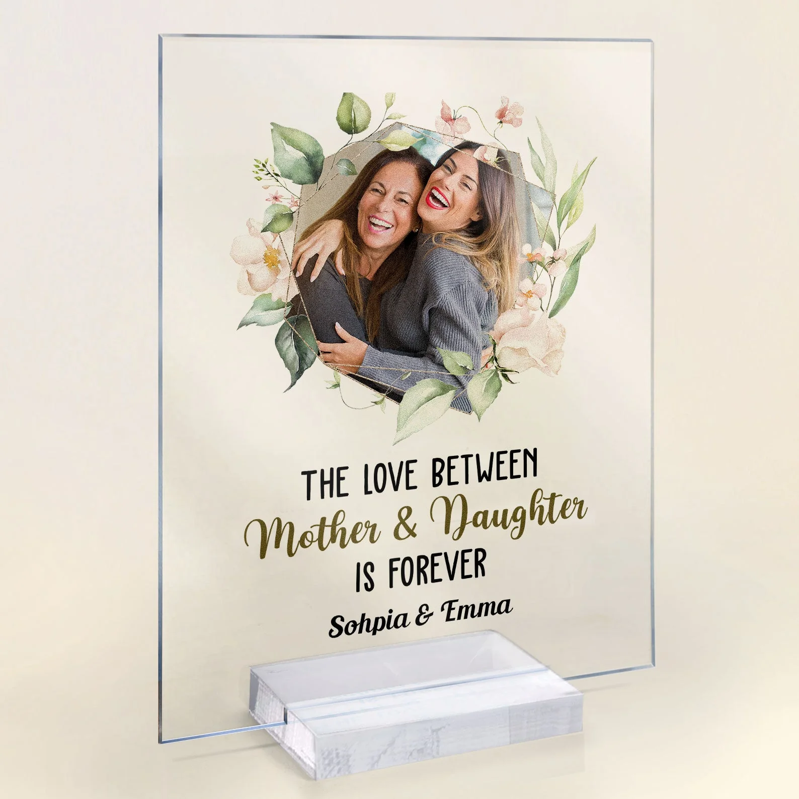 Love Of Mother & Daughter Is Forvever - Personalized Acrylic Plaque - Gift From Daughters, Girls For Mothers, Moms, Grandma - Image 2